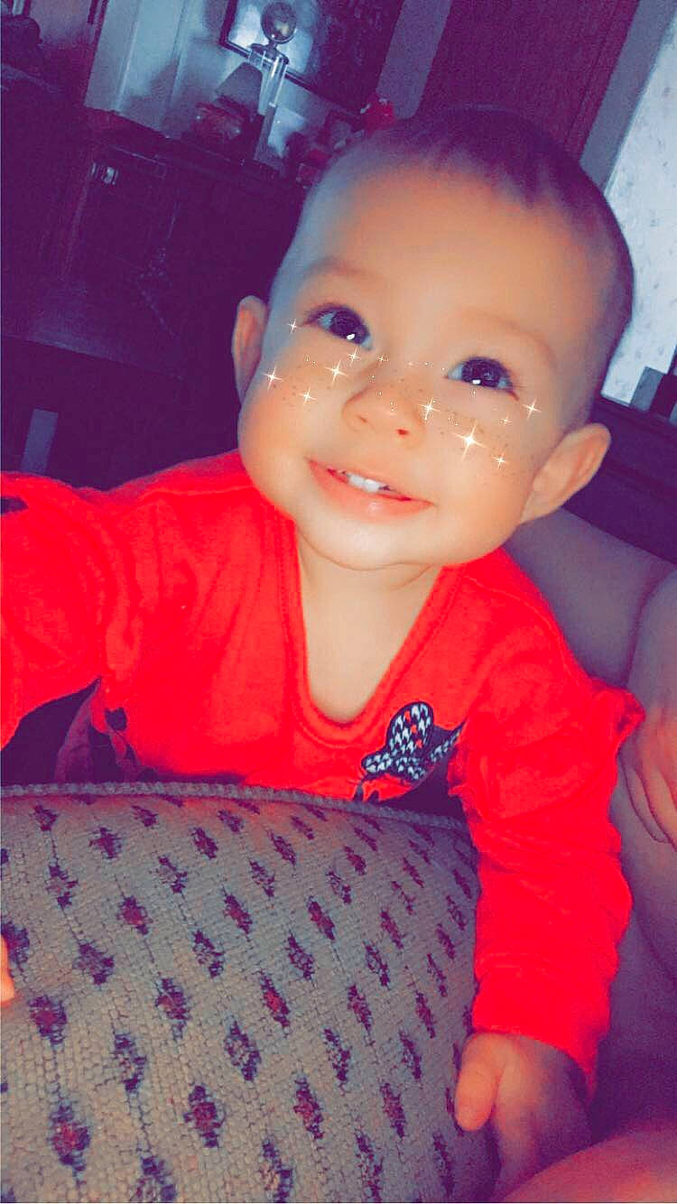 Rhea joined the competition — help win amazing prizes! baby, baby_toddler_clothing, cheek, child, ear, eye, iris, laugh, mouth, nose, overall, person, pleased, toddler, tooth