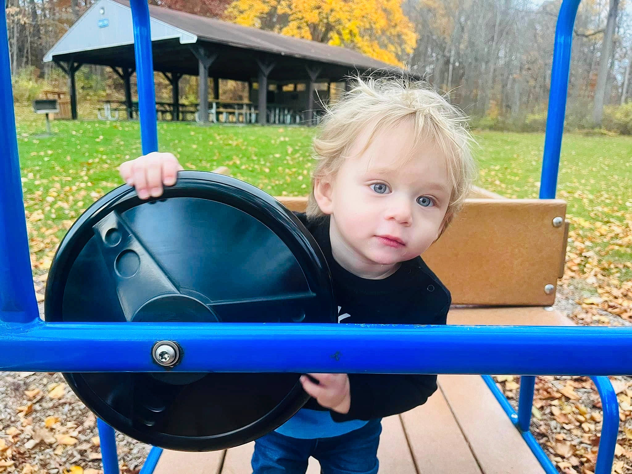 Jeremiah Josiah is registered to the contest to win money with this photo: baby, blue, city, eye, fun, grass, green, leisure, outdoor_furniture, outdoor_play_equipment, people_in_nature, person, photograph, plant, playground, recreation, snapshot, summer, toddler, tree