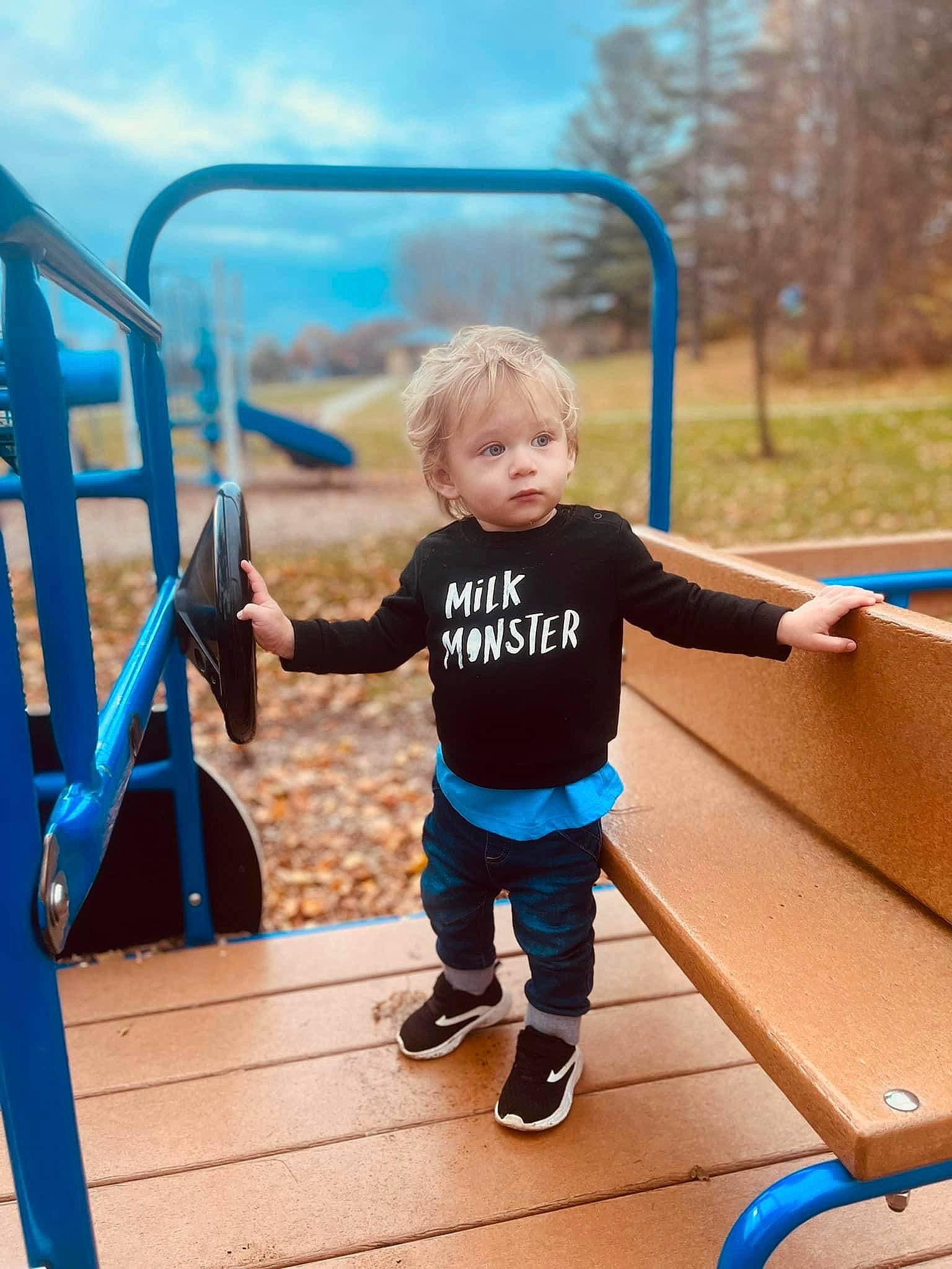 Jeremiah Josiah is registered to the contest to win money with this photo: baby, blue, child, city, cloud, electric_blue, flash_photography, fun, happy, leisure, outdoor_play_equipment, people_in_nature, person, play, recreation, sitting, sky, swing, toddler, tree