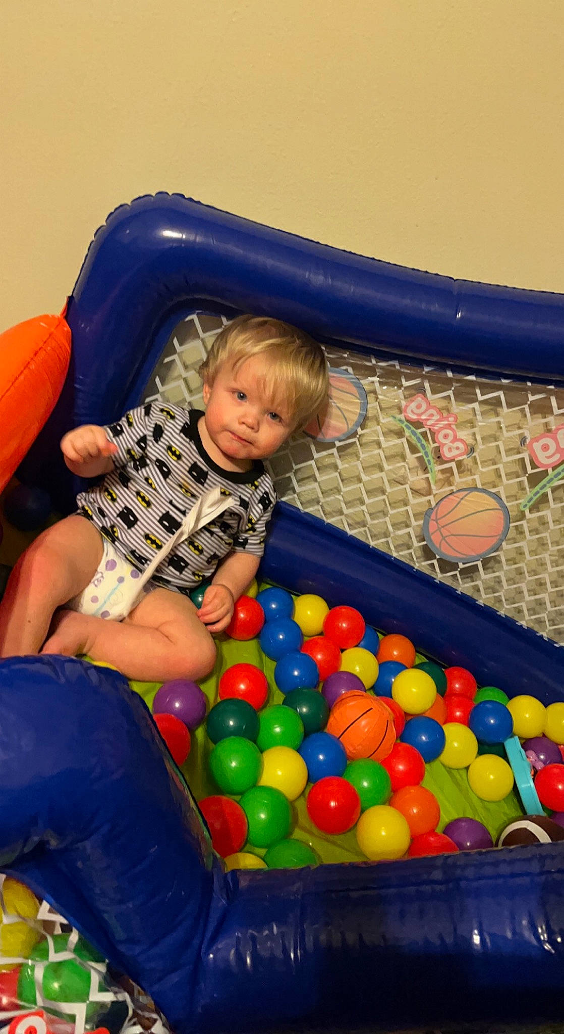 Asher Lenz joined the competition — help win amazing prizes! baby_playing_with_toys, baby_toys, ball, ball_pit, blue, chair, child, comfort, fun, indoor_games_and_sports, leisure, person, play, playground, recreation, room, smile, sports_equipment, sports_toy, toddler