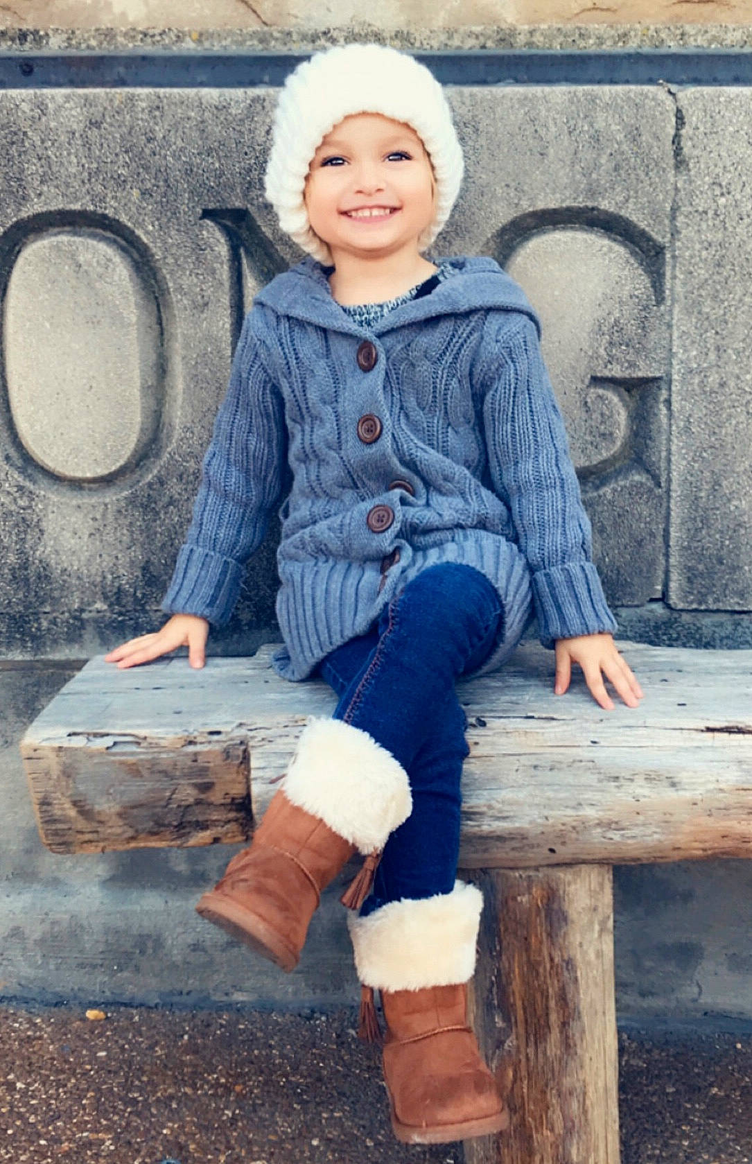 Alyssia joined the competition — help win amazing prizes! child, child_model, clothing, denim, footwear, headwear, jeans, joy, outerwear, person, photograph, shoe, sitting, sleeve, textile, toddler, trousers