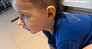 Rhyker joined the competition — help win amazing prizes! blue_shirt, cabinet, casual, child, crawling, curious, floor, hair, hand, head, home, indoor, kitchen, light, person, side_profile, skin, support, toddler, young_child