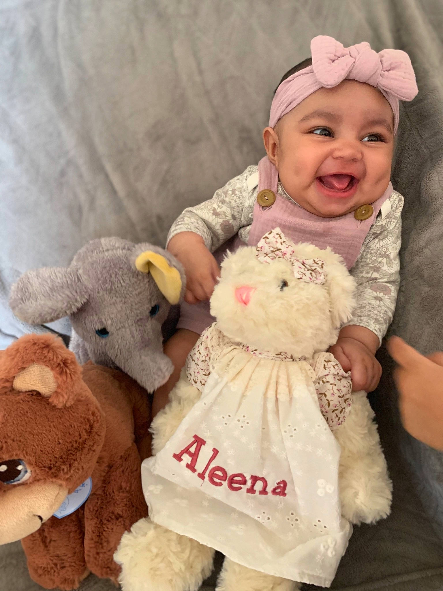 Aleena joined the competition — help win amazing prizes! baby, baby_toddler_clothing, child, doll, dress, event, fawn, happy, headgear, headwear, mammal, person, pink, plush, skin, smile, stuffed_toy, teddy_bear, textile, toddler