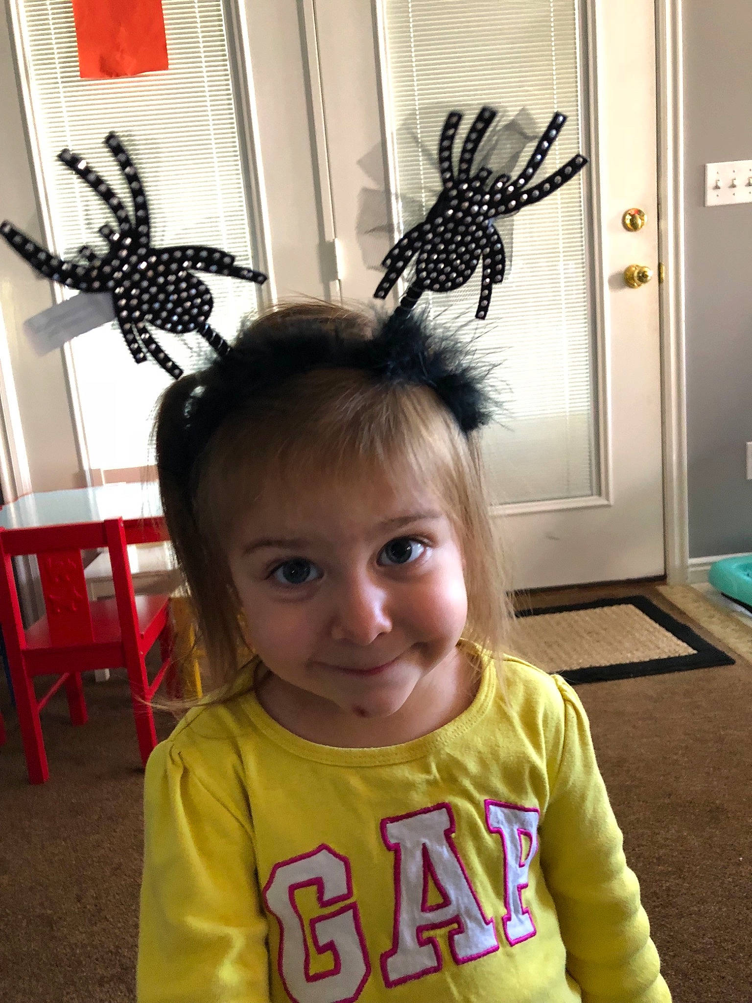 Adalyne joined the competition — help win amazing prizes! antler, child, ear, fashion_accessory, hair, hair_accessory, hairstyle, head, person, toddler