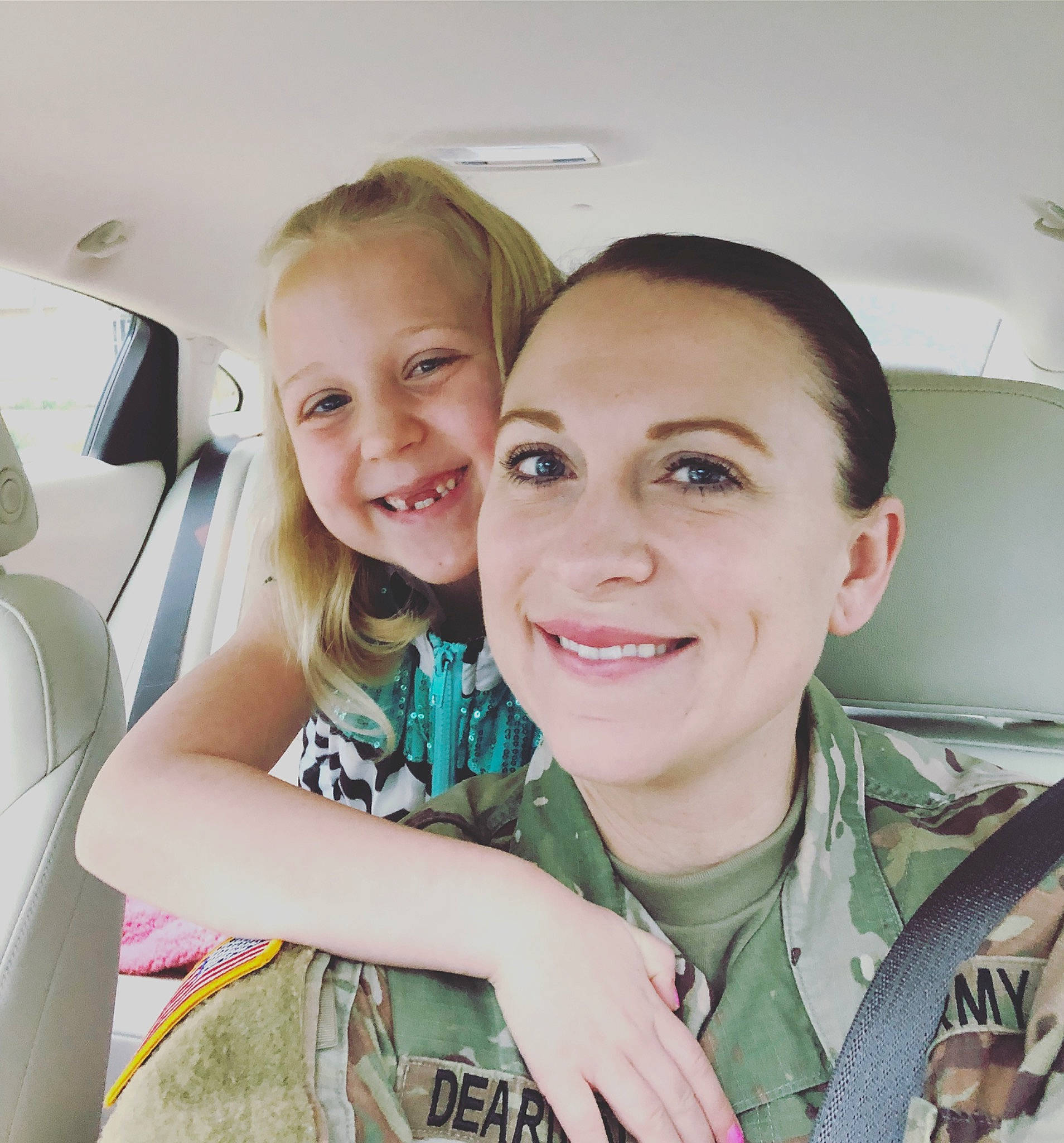 Brynley Ava is registered to the contest to win money with this photo: child, eye, face, friendship, fun, gesture, happy, head, hug, joy, military, mother, person, photography, selfie, skin, smile, vacation