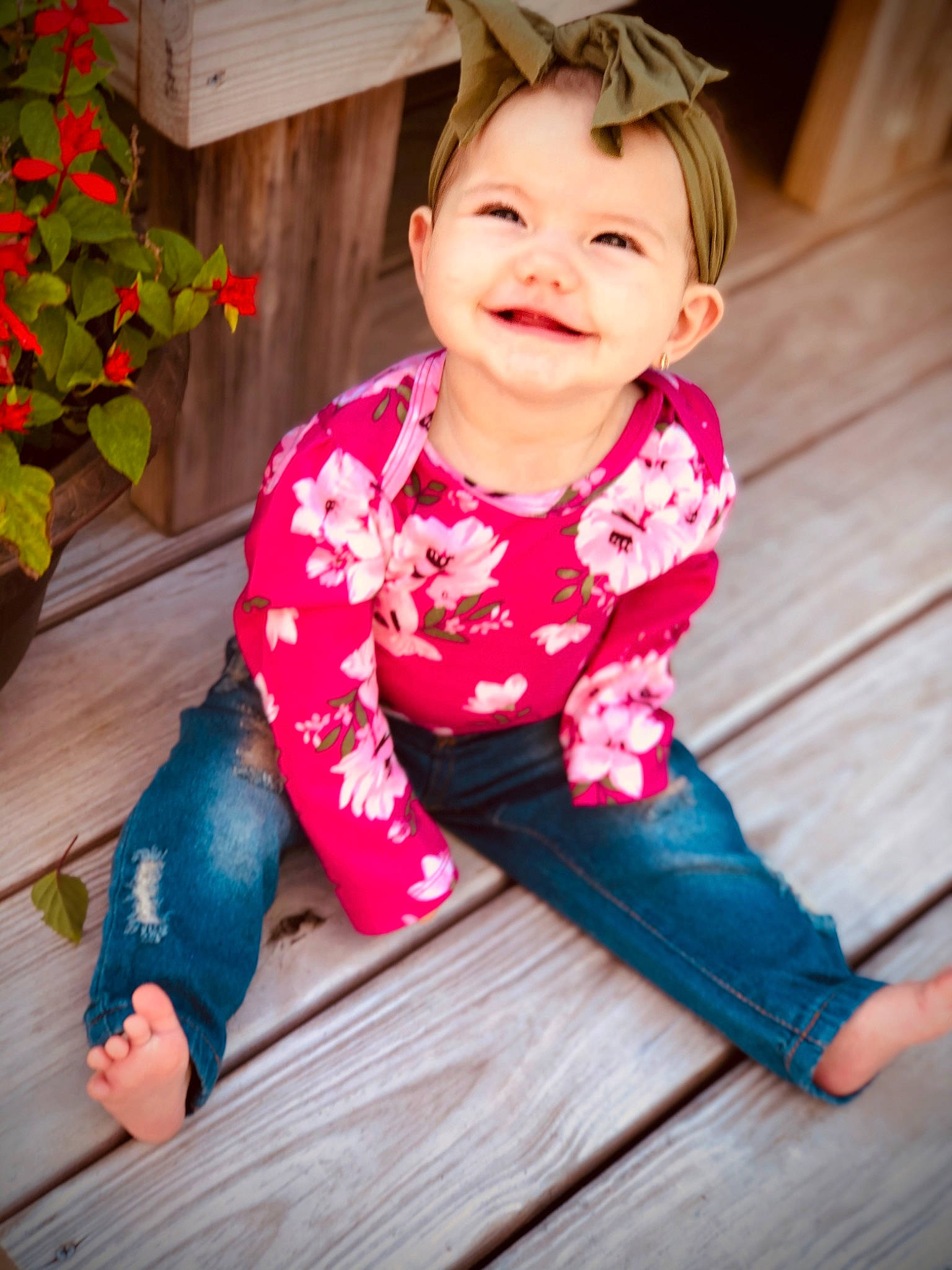 Makenna is registered to the contest to win money with this photo: baby, baby_toddler_clothing, child, child_model, joy, leggings, pattern, person, pink, play, sitting, sleeve, toddler