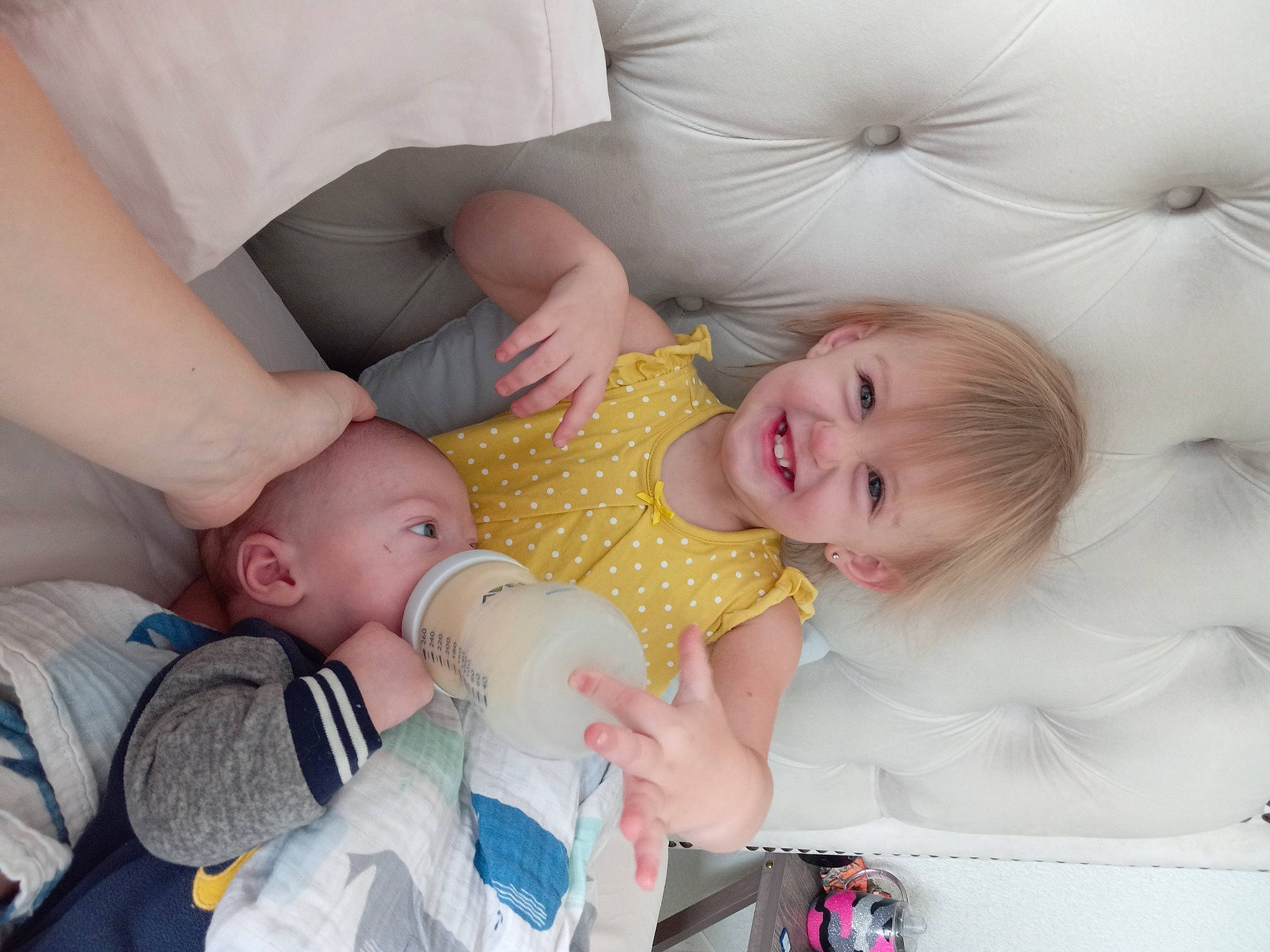 Allison Joe is registered to the contest to win money with this photo: baby, baby_toddler_clothing, child, comfort, couch, event, eye, facial_expression, finger, fun, gesture, hand, happy, joy, mouth, nail, person, product, skin, smile