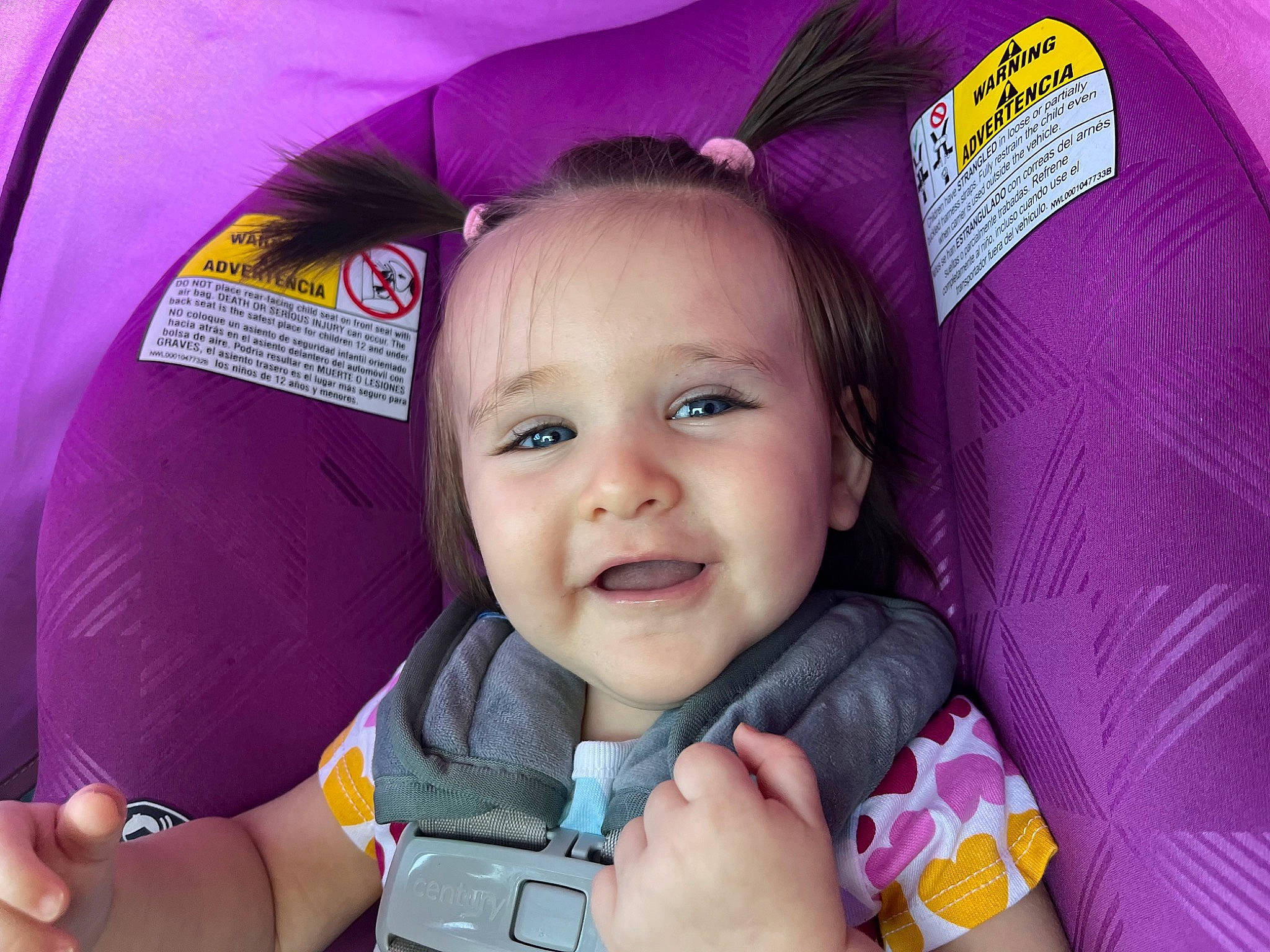 Elena joined the competition — help win amazing prizes! baby, beauty, cheek, child, finger, fun, gesture, happy, human, iris, joy, material_property, person, photograph, pink, product, purple, skin, smile, thumb