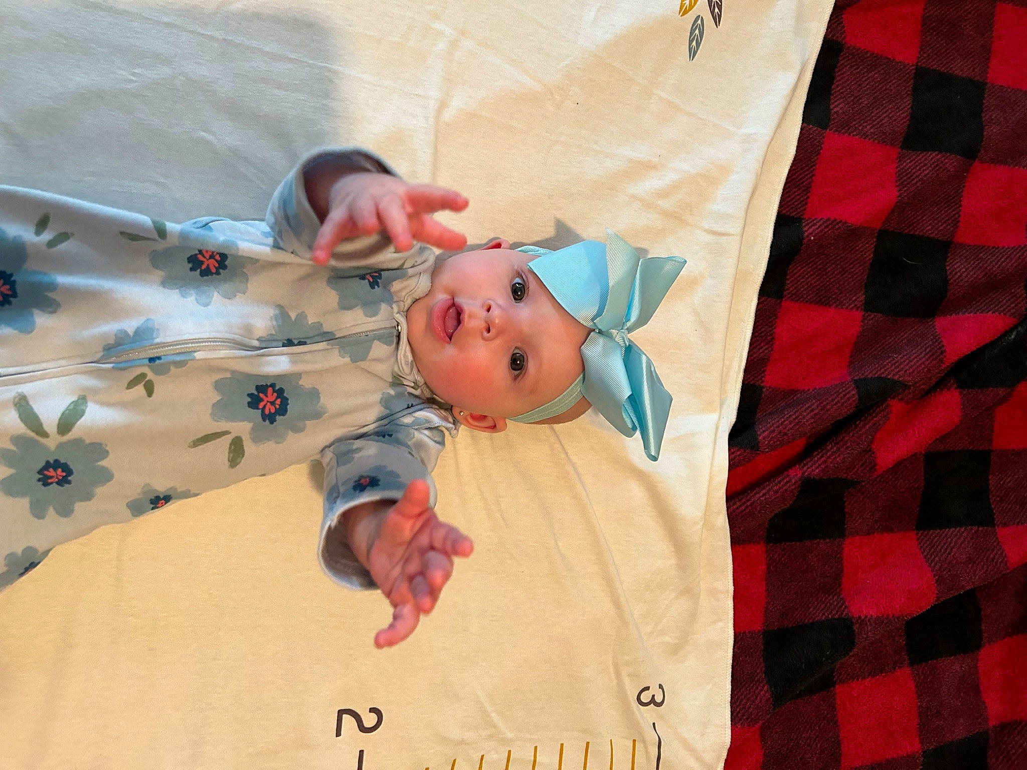 Christina joined the competition — help win amazing prizes! baby, baby_products, baby_toddler_clothing, bedding, child, comfort, headwear, linens, paper, pattern, person, plaid, room, sleeve, t_shirt, tartan, textile, toddler