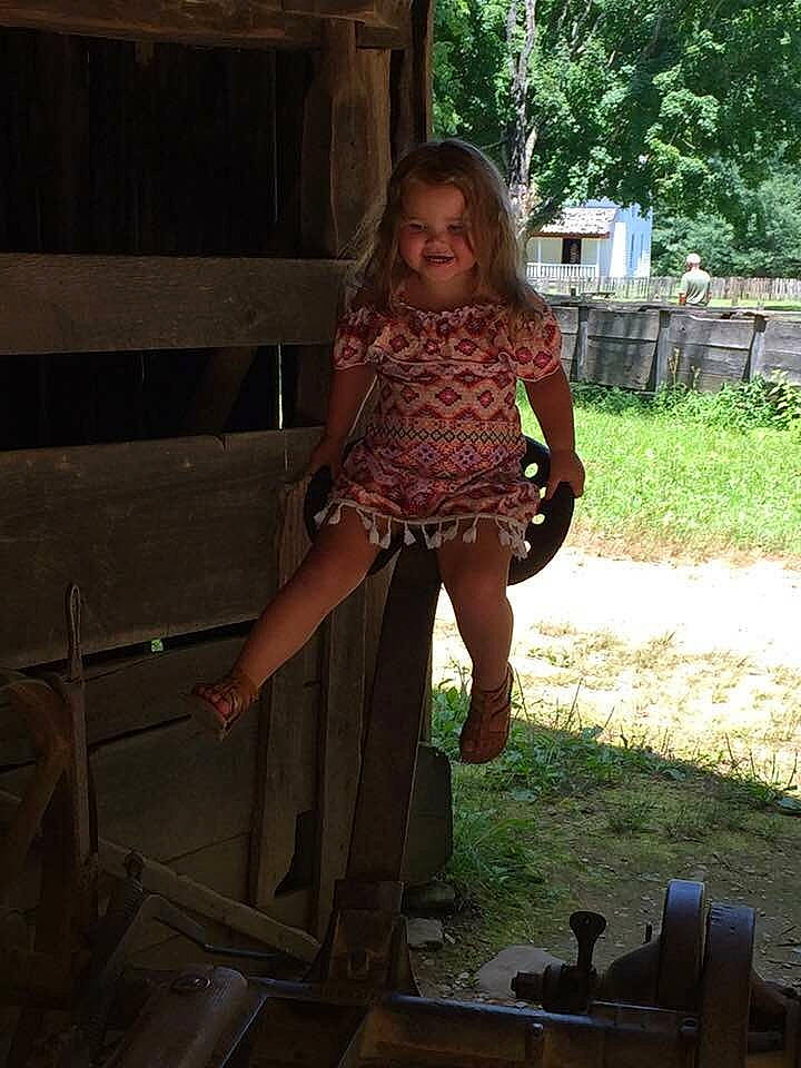 Averie joined the competition — help win amazing prizes! child, clothing, dress, fun, girl, joy, lady, leg, person, sitting, smile, standing, tree, vacation