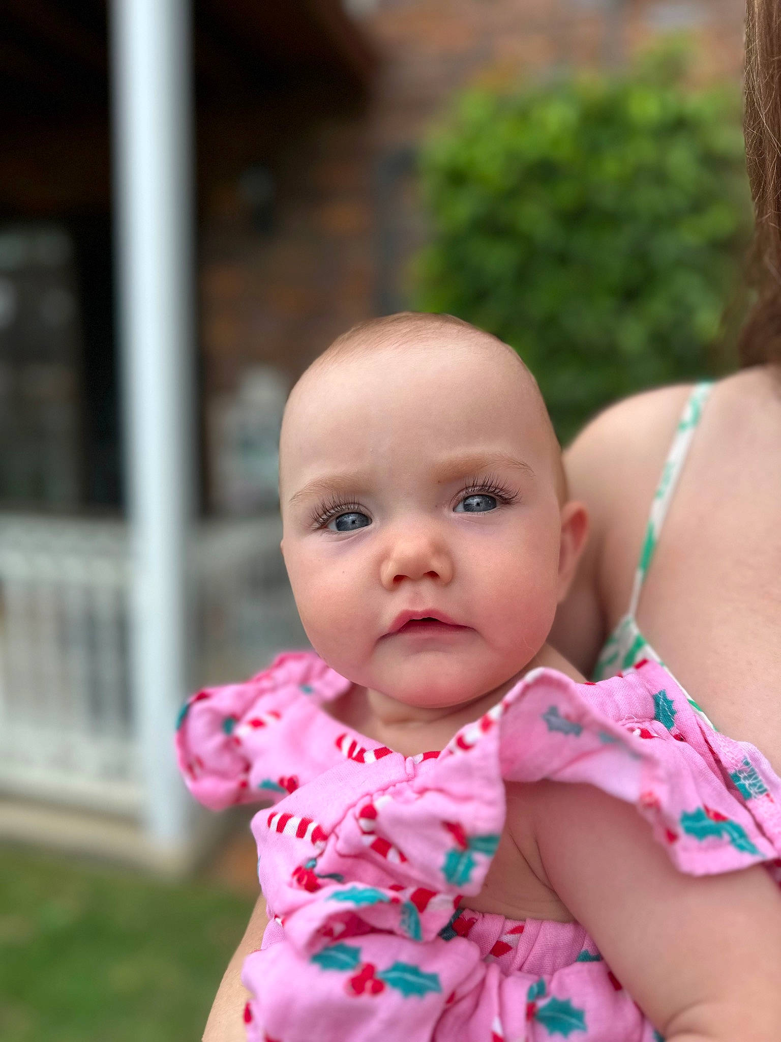 Patience joined the competition — help win amazing prizes! baby, baby_toddler_clothing, cheek, chin, dress, eye, face, fun, grass, happy, iris, leisure, lip, pattern, person, plant, sitting, skin, summer, toddler