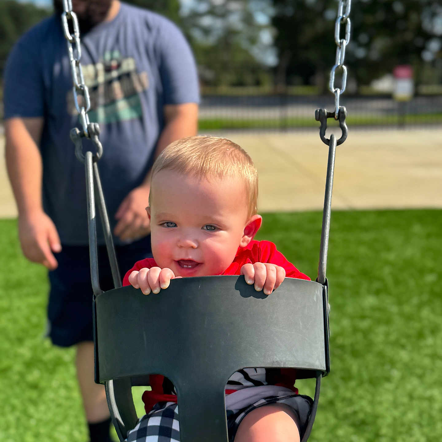 Stetson joined the competition — help win amazing prizes! adult, baby, clothing, face, footwear, grass, head, male, man, nature, outdoorplayarea, outdoors, park, person, photography, plant, playarea, portrait, shoe, toy