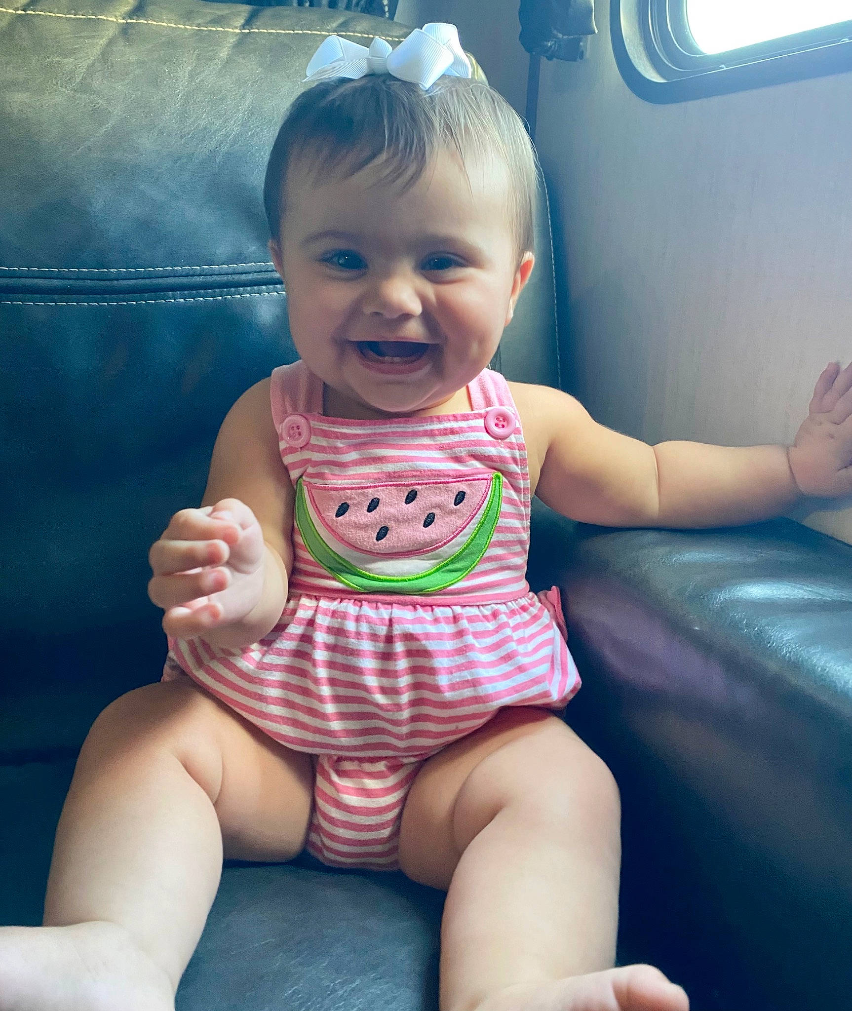 Sailor is registered to the contest to win money with this photo: baby_toddler_clothing, cheek, face, facial_expression, finger, hair, hairstyle, happy, joint, joy, mouth, muscle, person, pink, product, shoulder, skin, sleeve, smile, standing