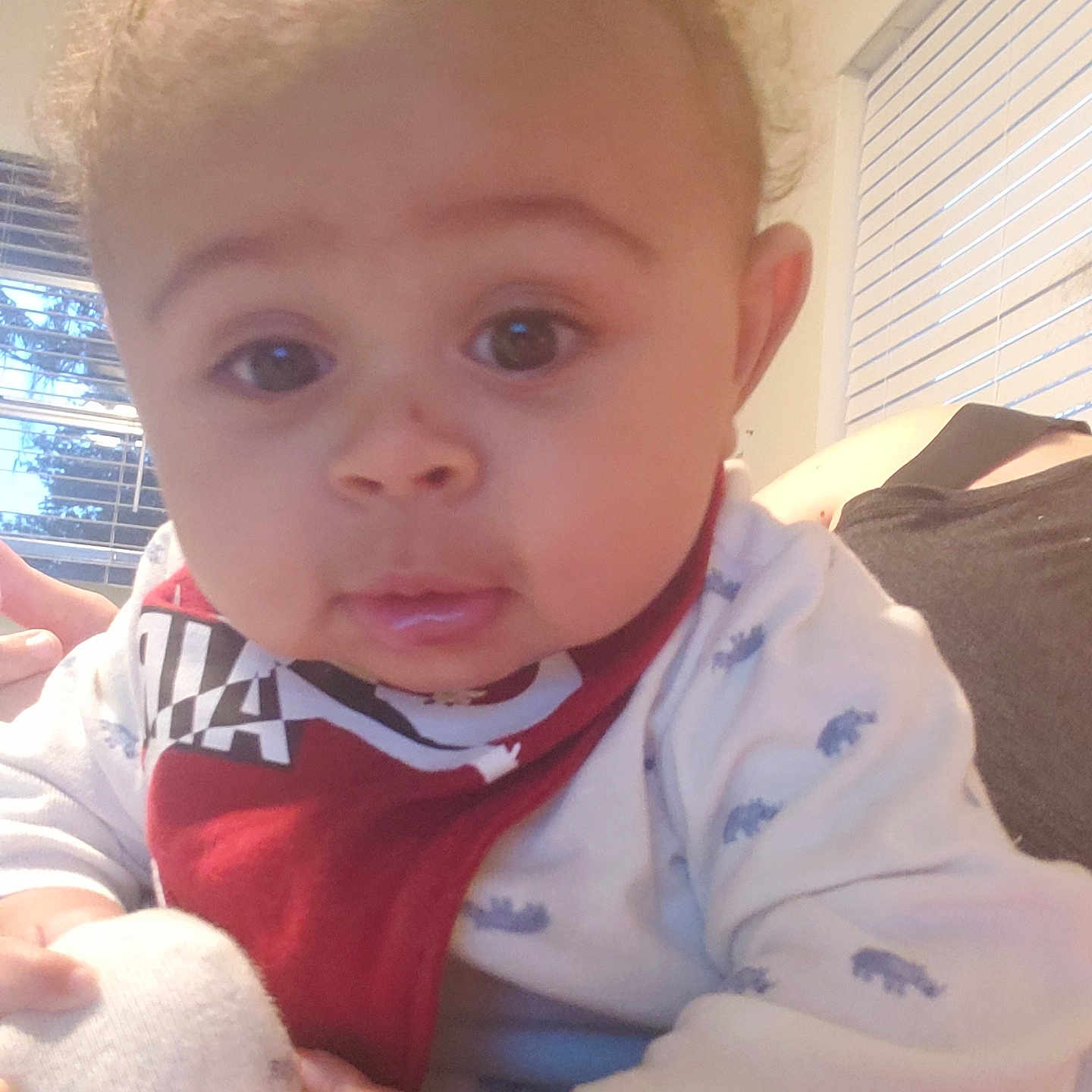 Deandre joined the competition — help win amazing prizes! baby, bed, bedroom, bodypart, clothing, coat, couch, cushion, face, finger, furniture, hand, head, homedecor, indoors, person, photography, portrait, selfie, t_shirt