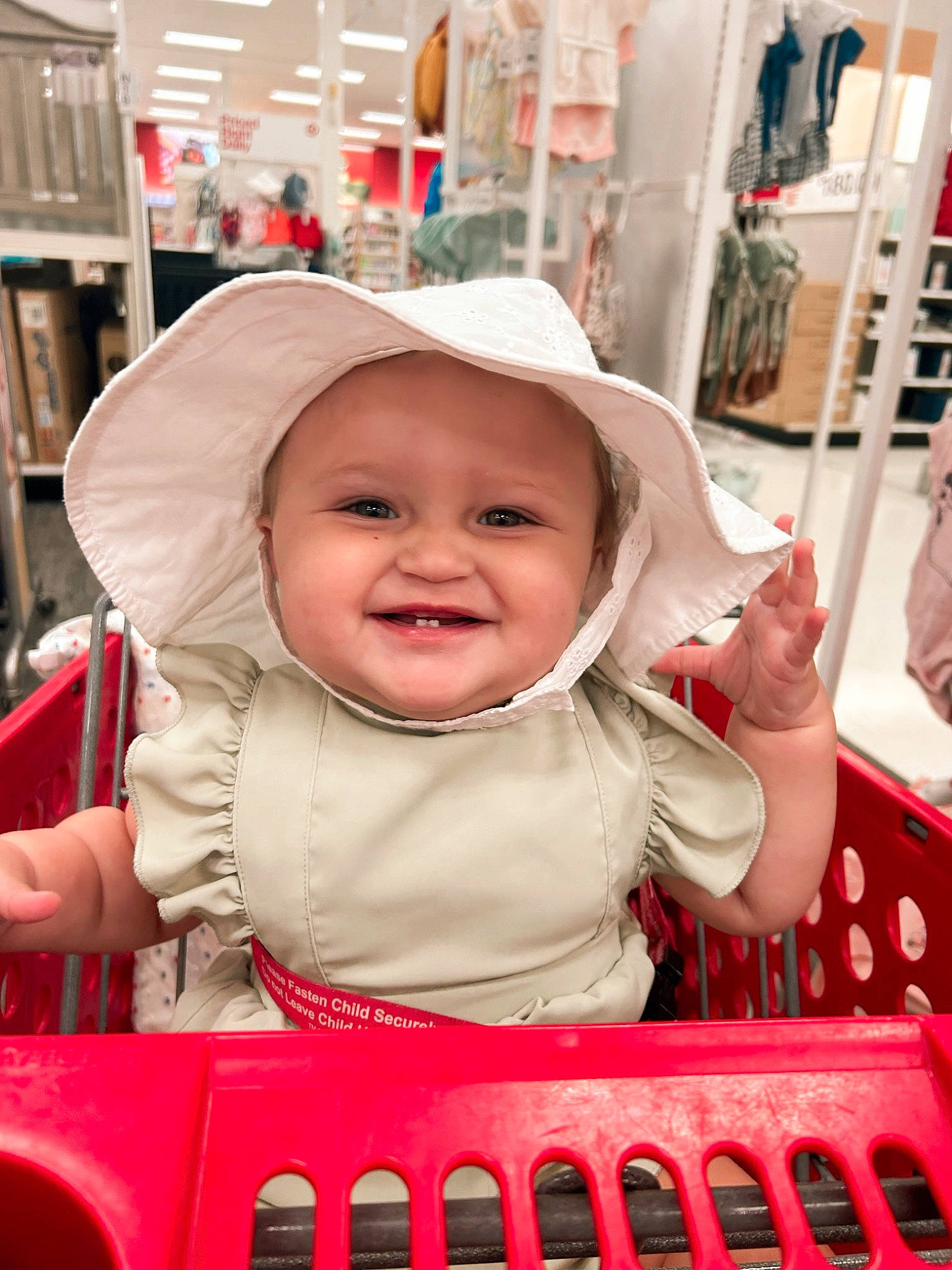 Henslee joined the competition — help win amazing prizes! baby, cap, child, event, eye, facial_expression, fun, happy, headwear, joy, mouth, organ, people, person, photograph, pink, product, red, skin, smile