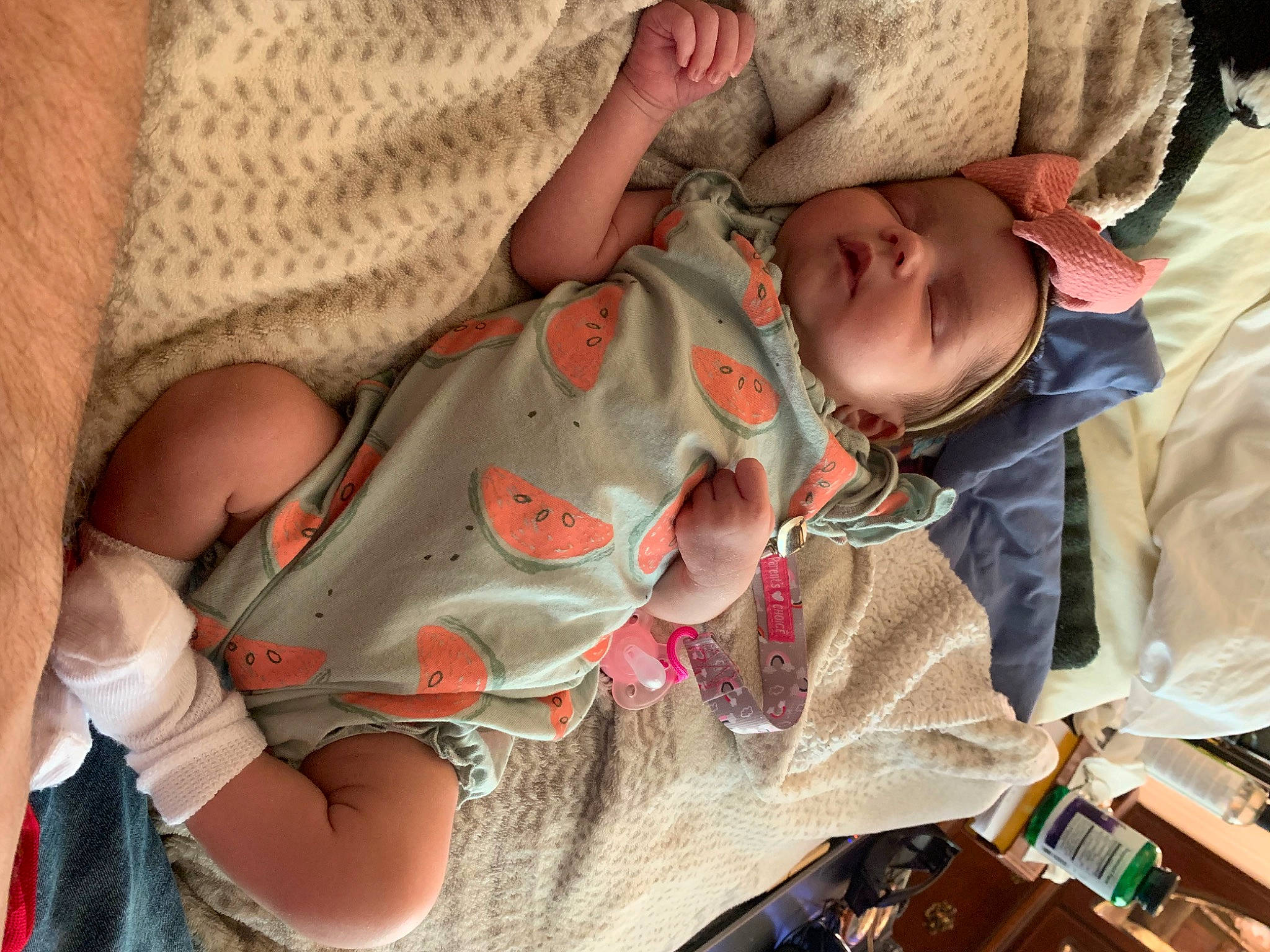 Madison is registered to the contest to win money with this photo: baby, baby_products, baby_toddler_clothing, chest, child, comfort, elbow, finger, flesh, linens, mouth, nail, pattern, people, person, sleeve, textile, thigh, toddler, vertebrate