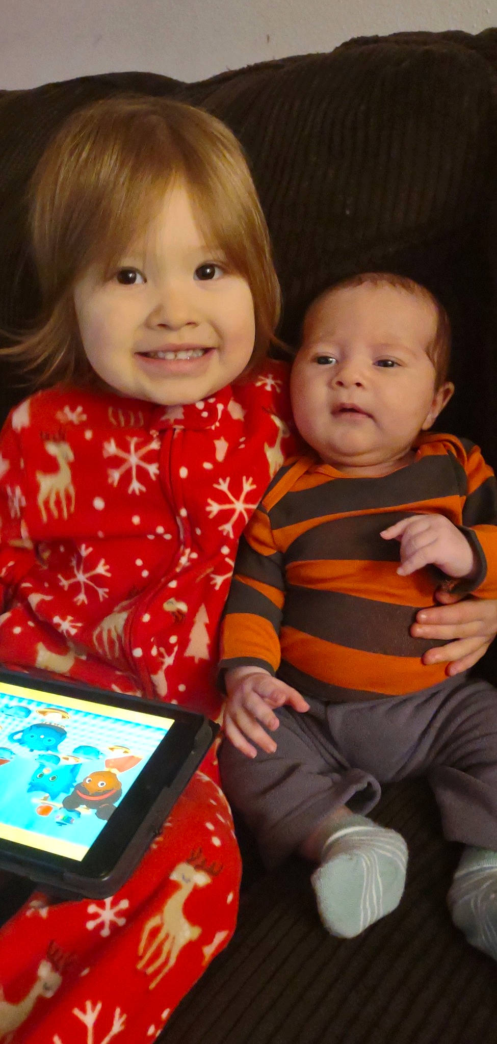 Aubrey joined the competition — help win amazing prizes! baby, baby_toddler_clothing, cheek, child, communication_device, event, facial_expression, fun, happy, iris, joy, mobile_phone, orange, person, photograph, product, skin, smile, snapshot, standing