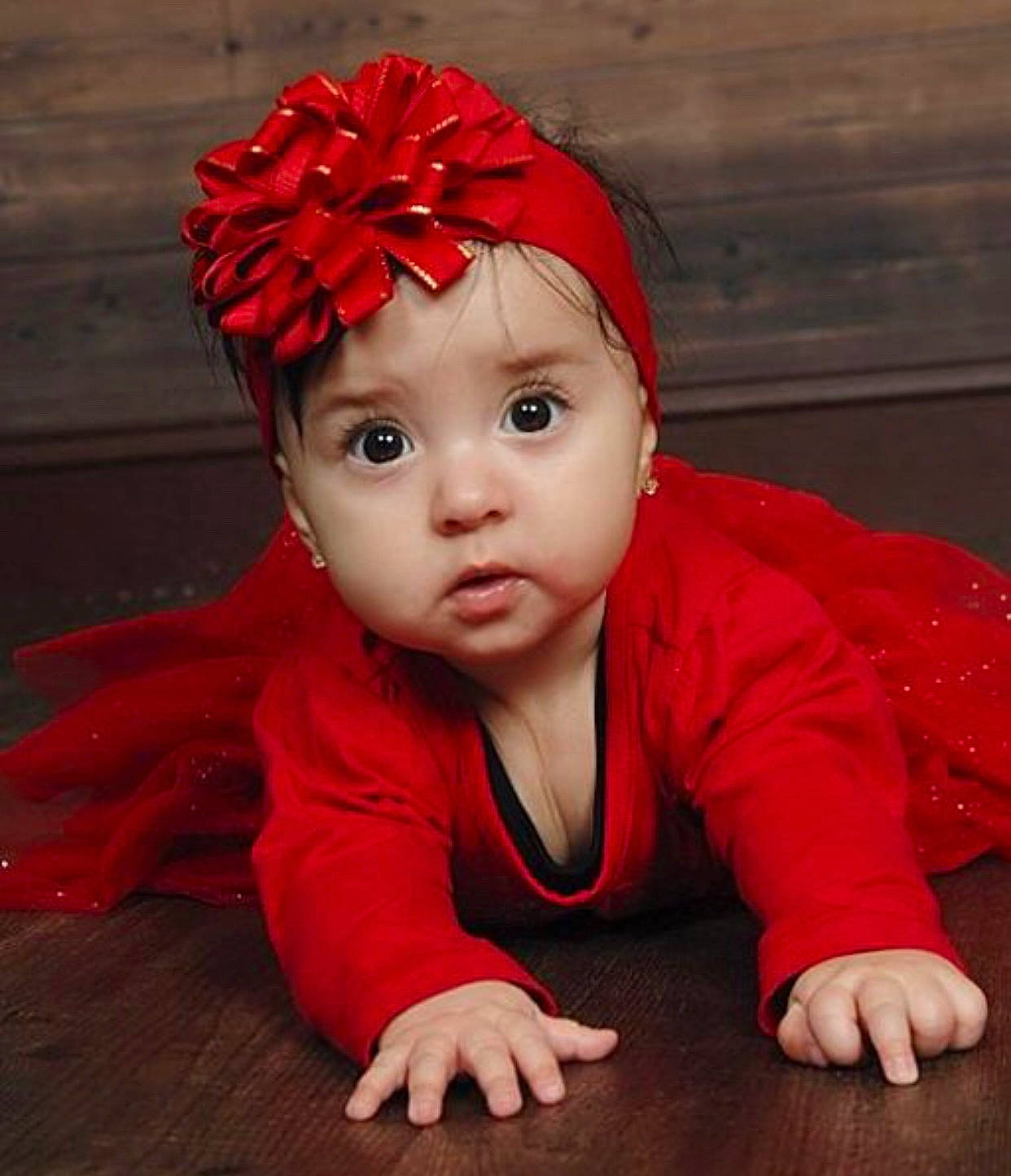 Gianna Marie is registered to the contest to win money with this photo: cheek, child, child_model, girl, hair_accessory, headband, headgear, headpiece, infant, person, red, toddler