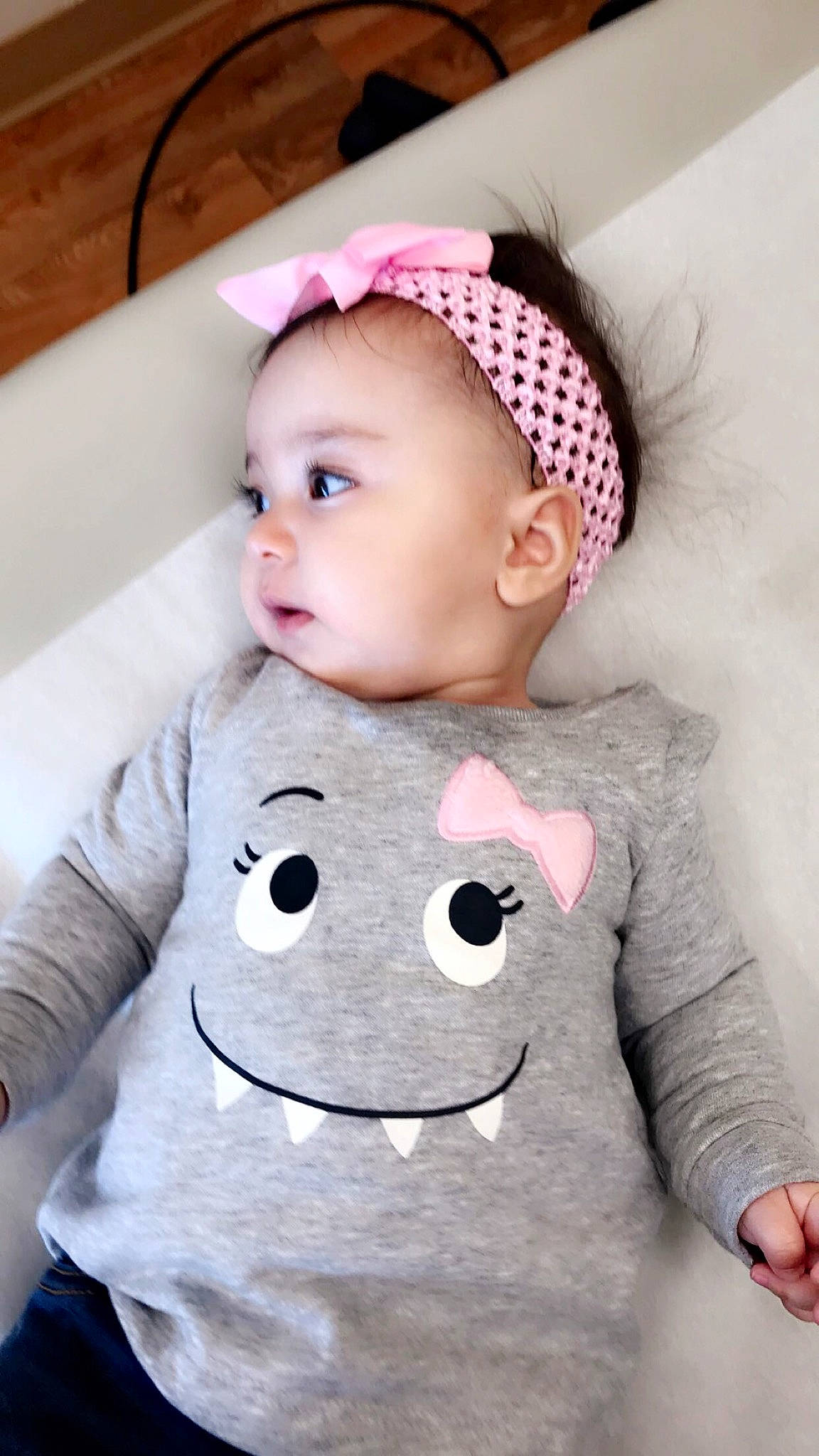 Gianna Marie is registered to the contest to win money with this photo: cheek, child, ear, girl, hair_accessory, headband, headgear, infant, nose, person, pink, product, skin, smile, textile, toddler