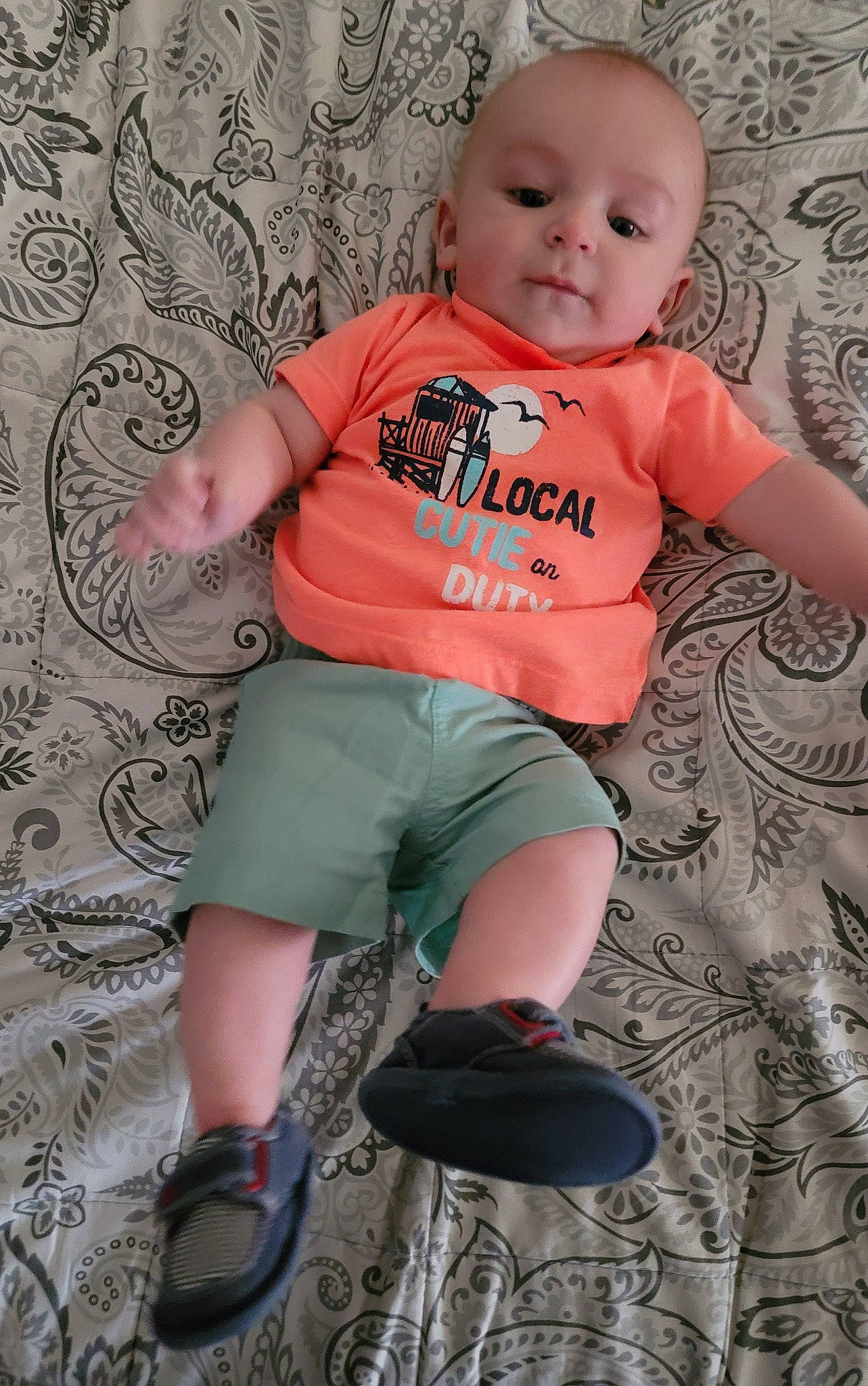 Wyatt joined the competition — help win amazing prizes! baby, baby_toddler_clothing, beauty, cheek, cool, fun, hairstyle, happy, hat, human, pattern, person, pink, shoe, shorts, skin, sleeve, sneakers, t_shirt, thigh