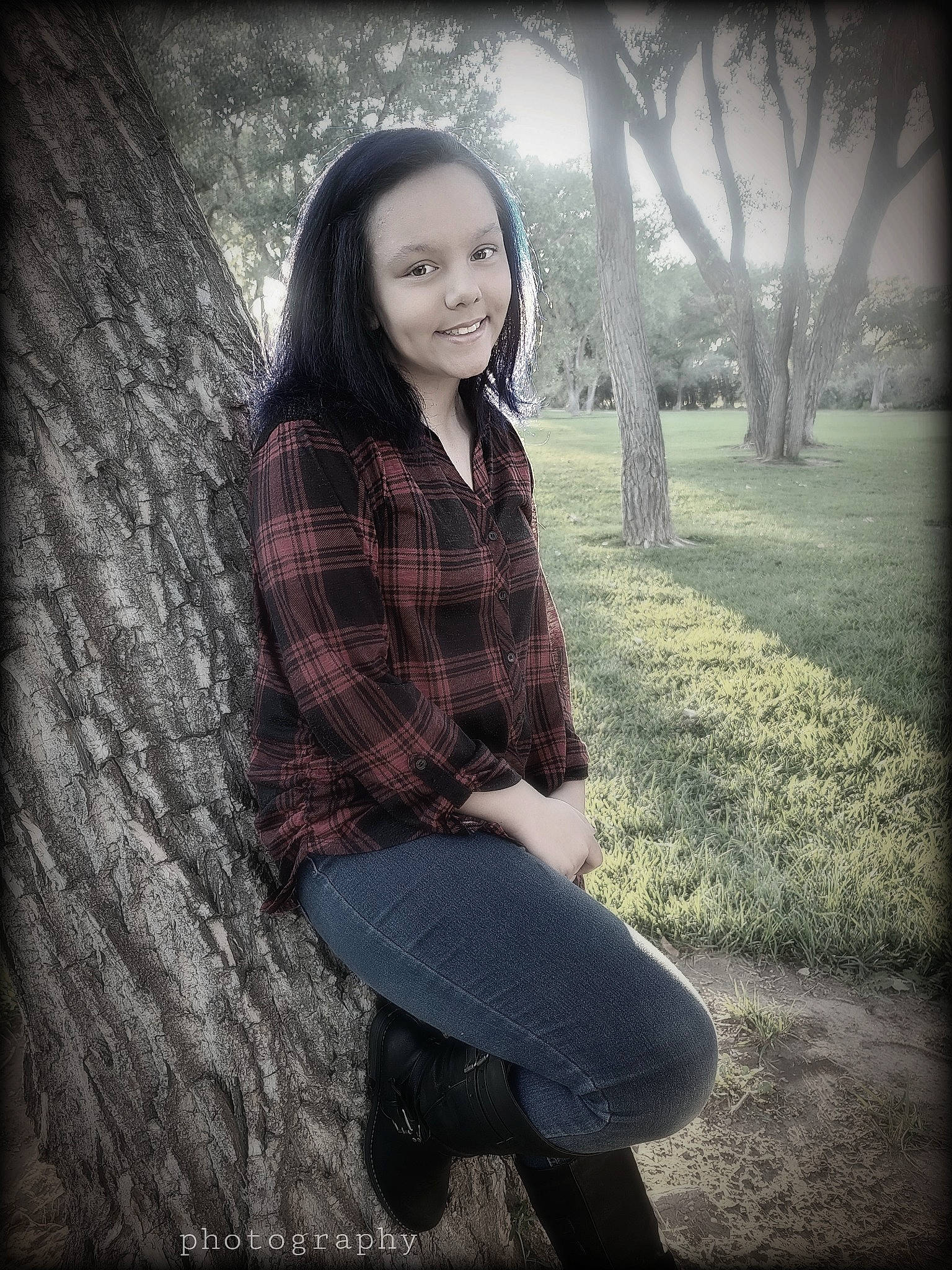 Nikayla is registered to the contest to win money with this photo: beauty, black_hair, eye, flash_photography, happy, joy, long_hair, people_in_nature, person, photo_shoot, photograph, photography, plant, portrait, portrait_photography, sitting, smile, tints_and_shades, tree