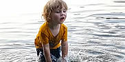 Blake joined the competition — help win amazing prizes! boy, casual_clothing, child, daylight, fun, happy, lake, nature, outdoor, person, playing, reflection, ripples, splashing, summer, water, water_body, wet, yellow_shirt, young