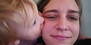 Blake joined the competition — help win amazing prizes! toddler, woman, kiss, face, closeup, smile, child, affection, skin, hair, person, indoor, portrait, love, family, candid, emotion, young_child, casual, bond