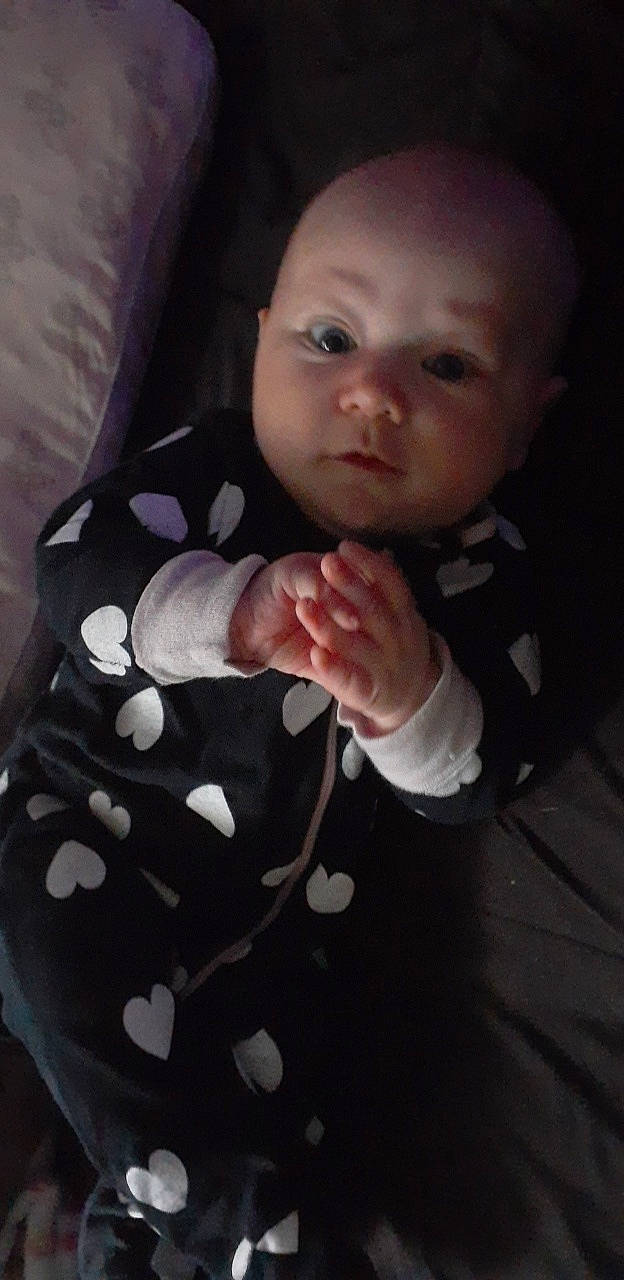 Adelyn joined the competition — help win amazing prizes! baby, baby_products, baby_safety, baby_toddler_clothing, cheek, child, collar, comfort, elbow, finger, flash_photography, gesture, happy, nail, pattern, person, sitting, sleeve, thumb, toddler