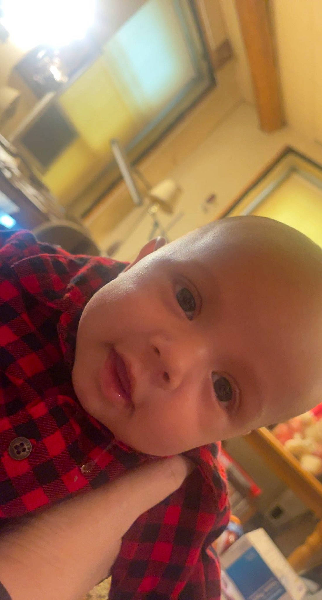 Jonah joined the competition — help win amazing prizes! baby, baby_toddler_clothing, cheek, child, chin, facial_expression, forehead, fun, hairstyle, happy, iris, lip, mouth, nose, pattern, person, plaid, skin, smile, tartan