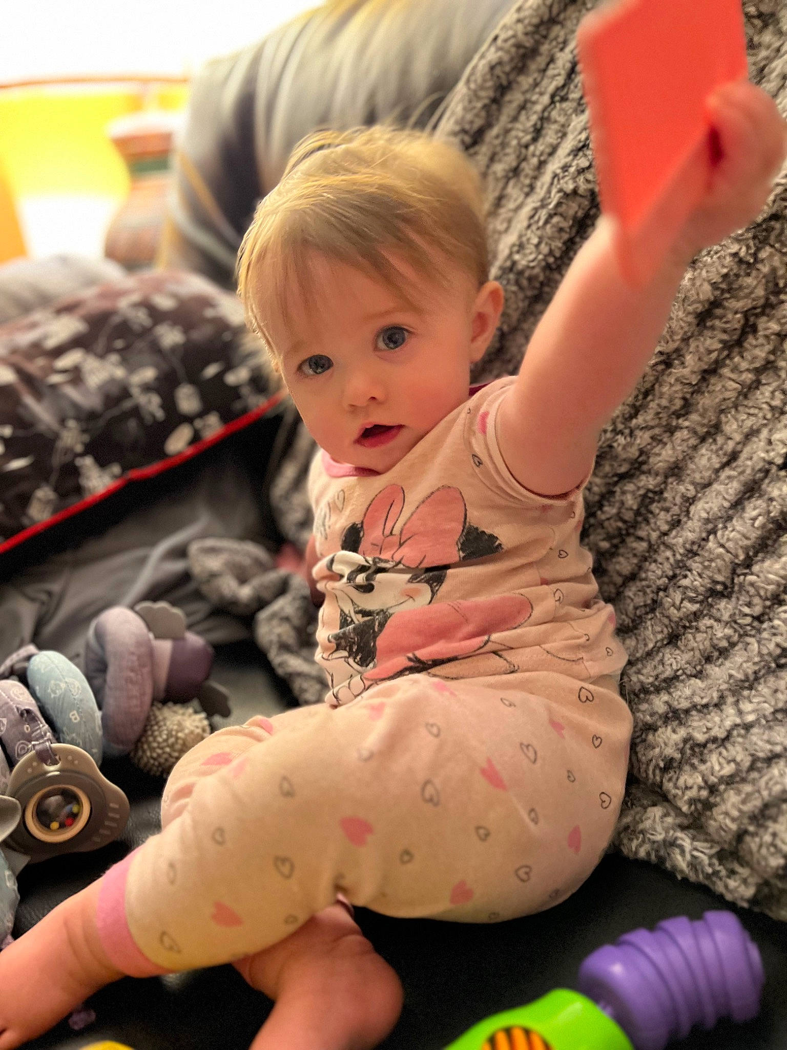 Willow joined the competition — help win amazing prizes! baby, baby_toddler_clothing, cheek, child, comfort, finger, flooring, fun, hairstyle, happy, human_body, human_leg, joint, person, pink, skin, snapshot, sock, thigh, toddler