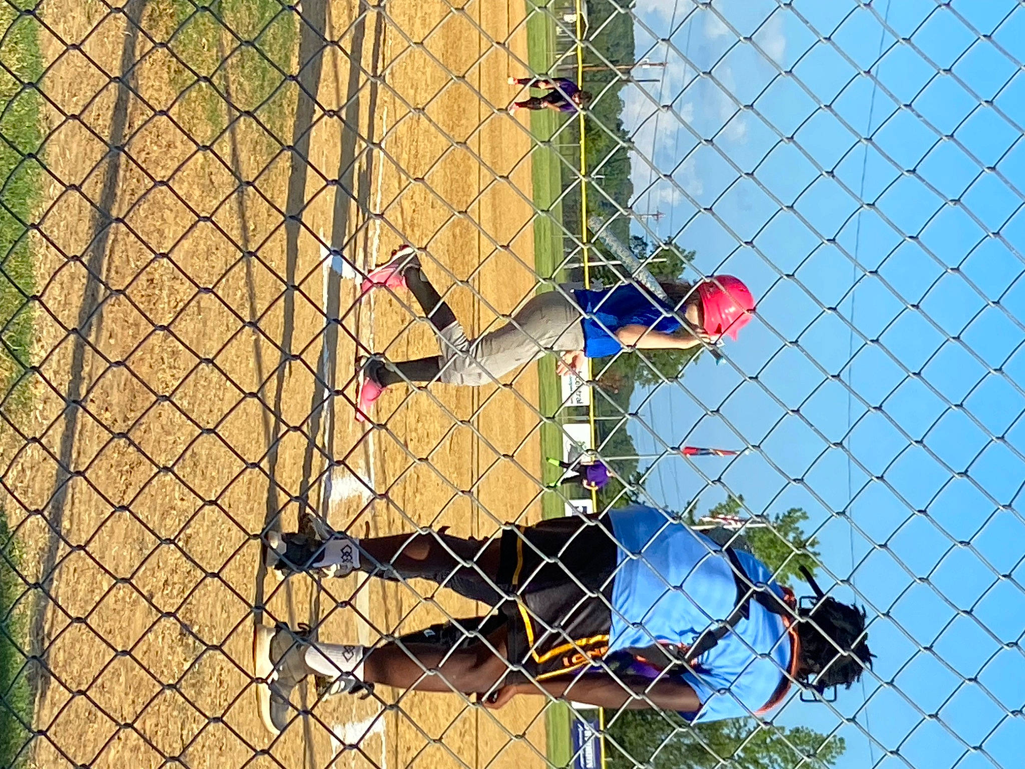 Abbie joined the competition — help win amazing prizes! baseball, baseball_field, baseball_player, baseball_uniform, chain_link_fencing, composite_material, fence, fun, hat, leisure, line, mesh, metal, net, person, player, sky, sports, sports_equipment, team_sport