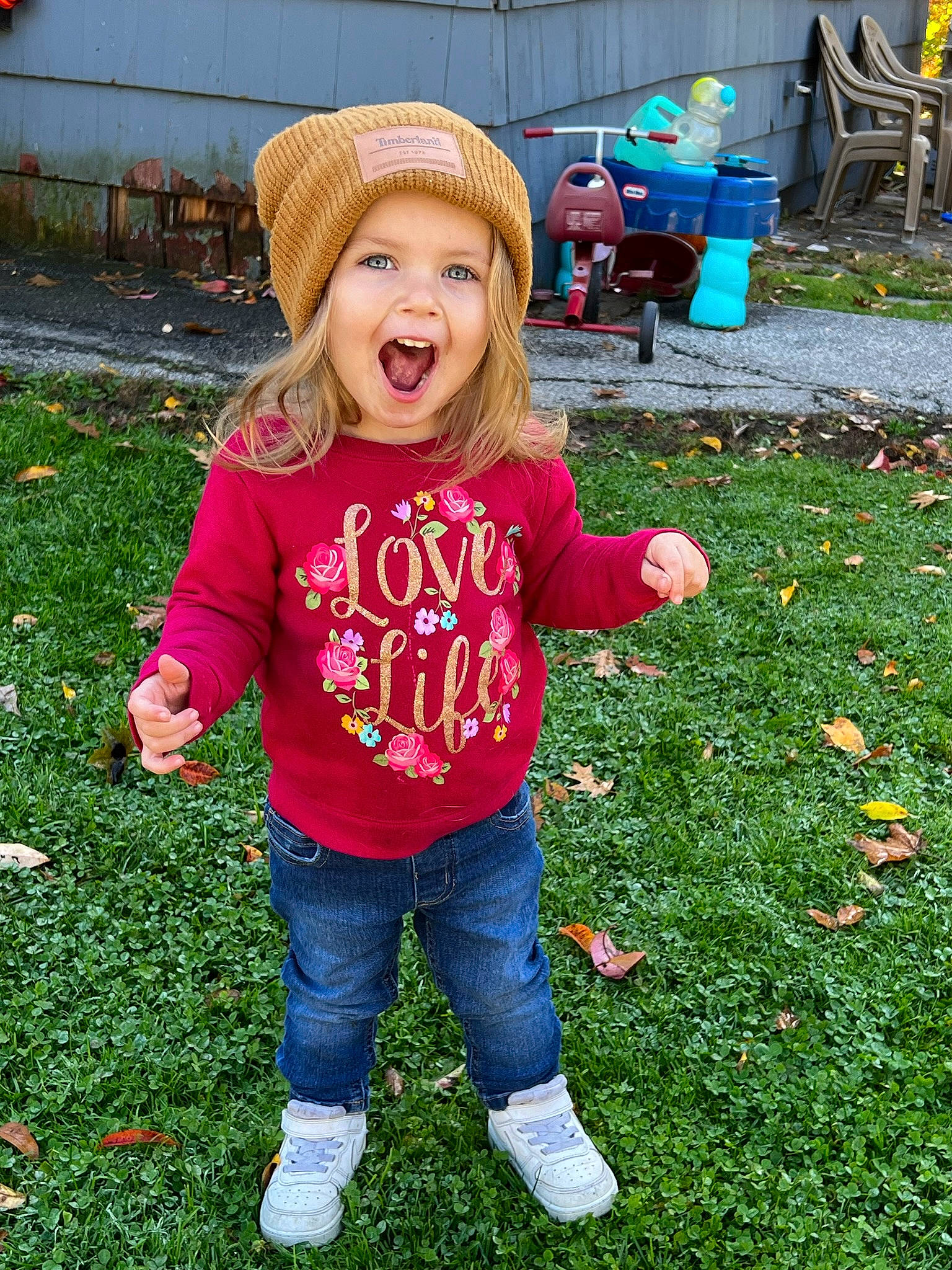 Marianna joined the competition — help win amazing prizes! baby_toddler_clothing, baseball_cap, cap, chair, child, fashion_accessory, fun, grass, grassland, happy, hat, headwear, lawn, leisure, people_in_nature, person, plant, play, recreation, sleeve