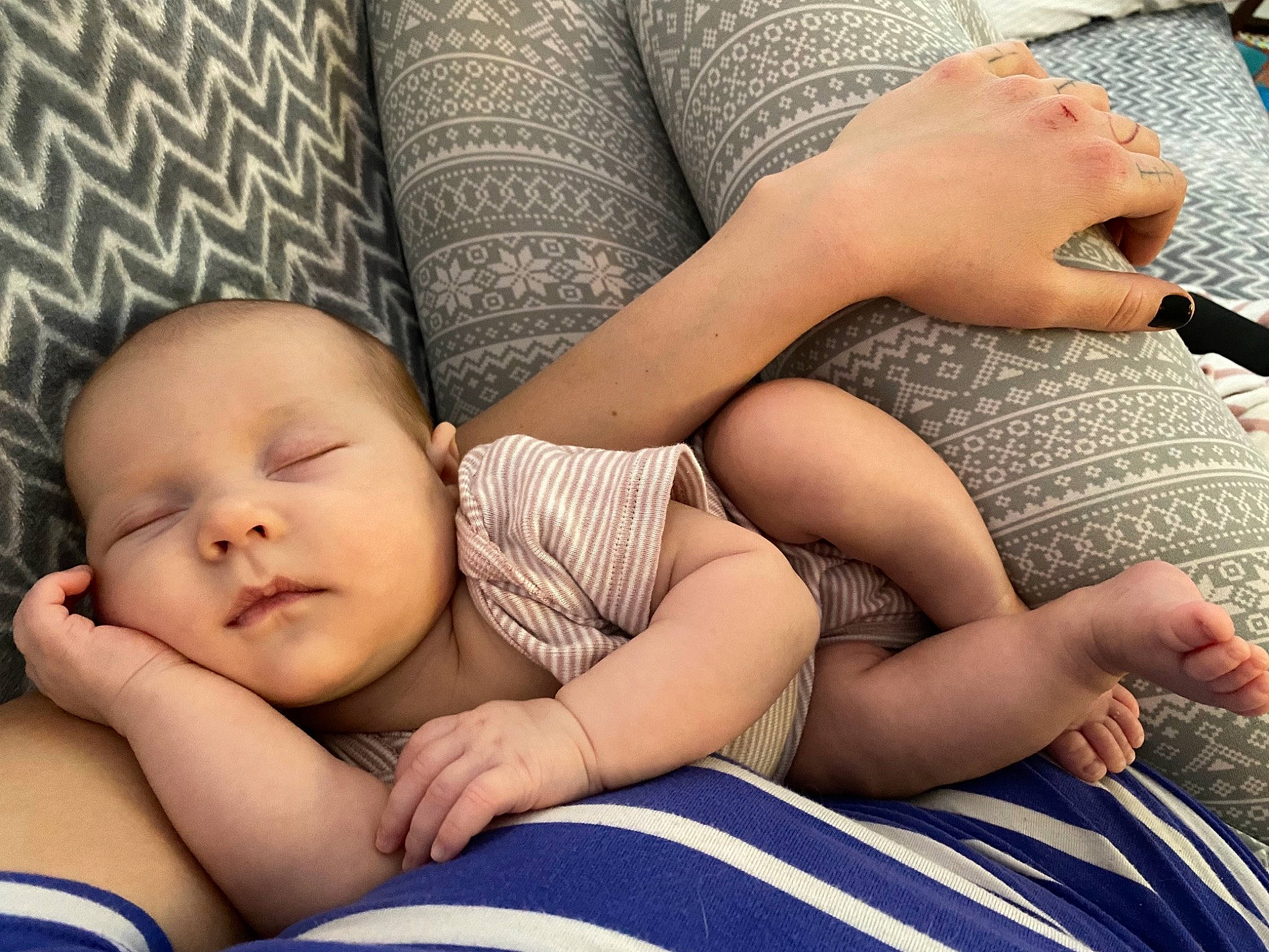 Vivian joined the competition — help win amazing prizes! abdomen, arm, art, baby, baby_sleeping, baby_toddler_clothing, child, comfort, finger, human_body, human_leg, knee, muscle, nail, pattern, person, sitting, skin, thigh, toddler