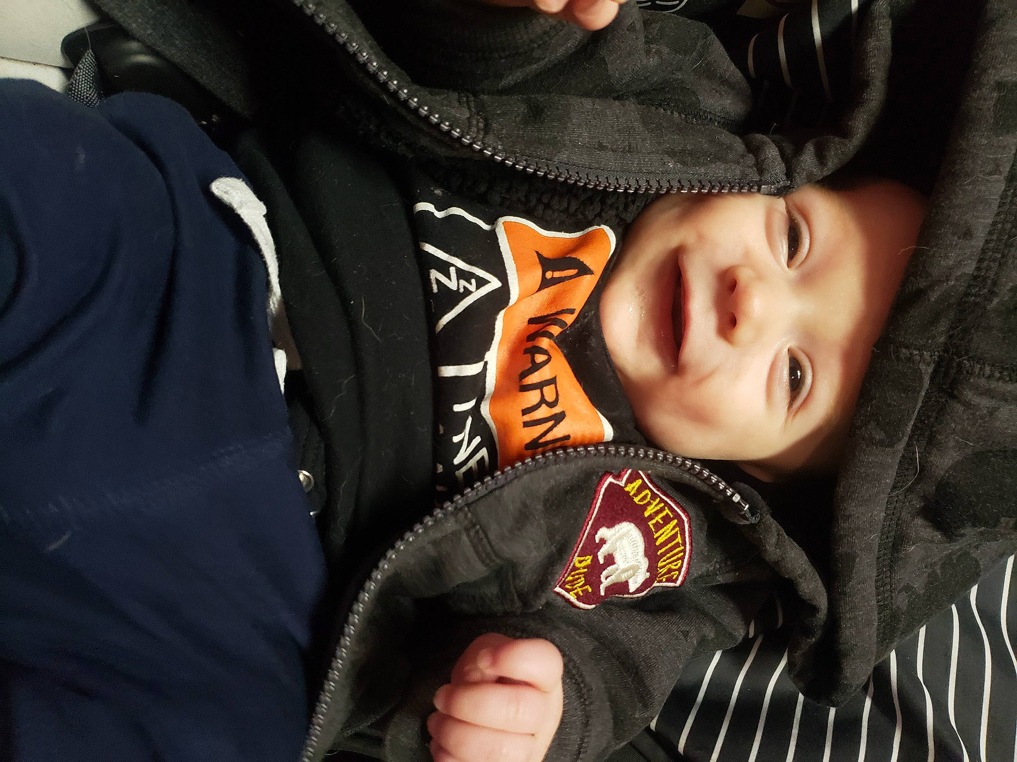 William joined the competition — help win amazing prizes! baby, black, carmine, cheek, child, flash_photography, happy, headwear, hood, outerwear, person, sleeve, smile, toddler