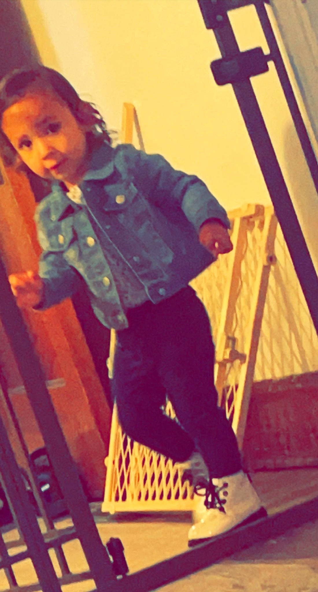 Ailah joined the competition — help win amazing prizes! baby_toddler_clothing, cool, denim, electric_blue, fashion_design, fun, happy, human_leg, knee, magenta, pattern, person, purple, sitting, sleeve, snapshot, stairs, thigh, tints_and_shades, waist