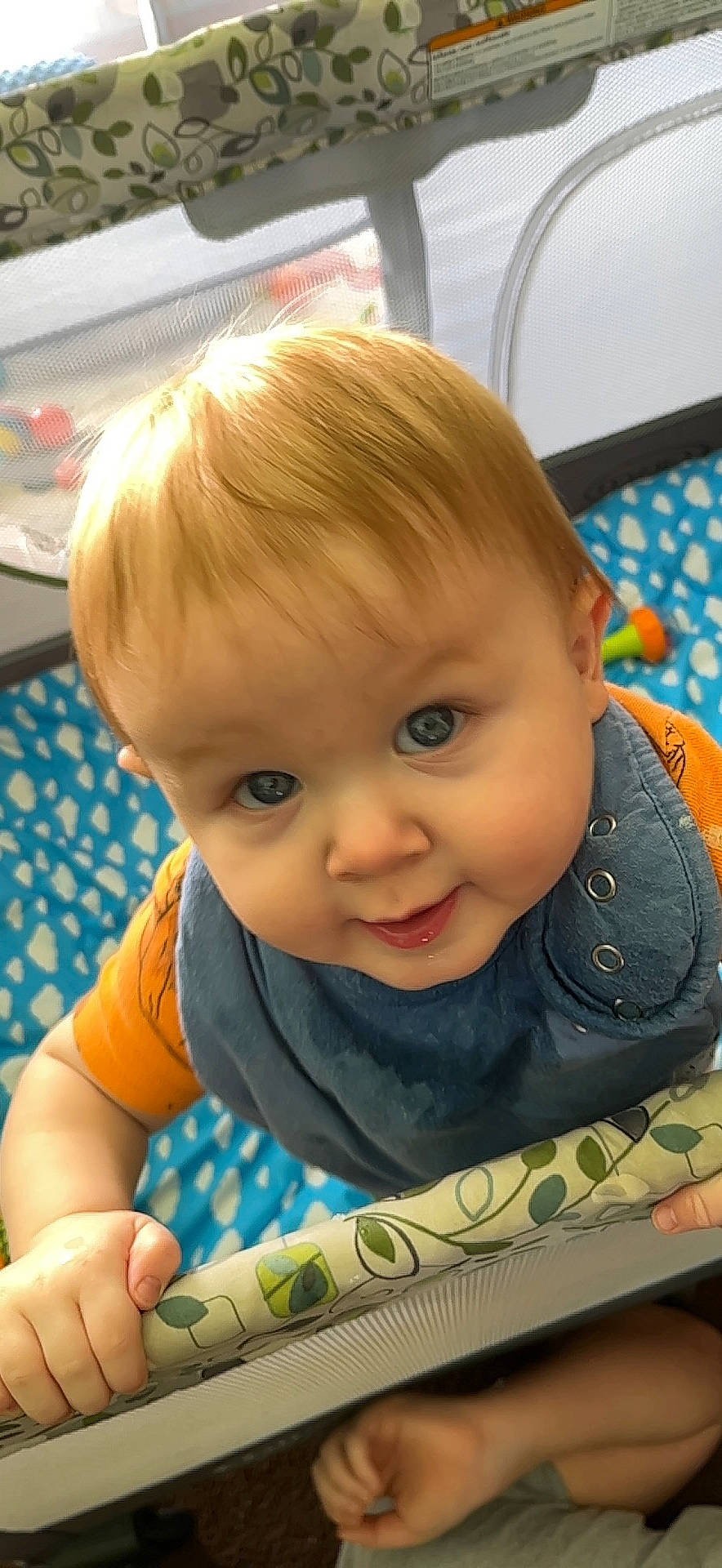 Casen is registered to the contest to win money with this photo: baby, baby_products, baby_safety, baby_toddler_clothing, cheek, child, eye, eyebrow, eyelash, finger, flooring, fun, happy, iris, nose, person, sitting, skin, smile, toddler