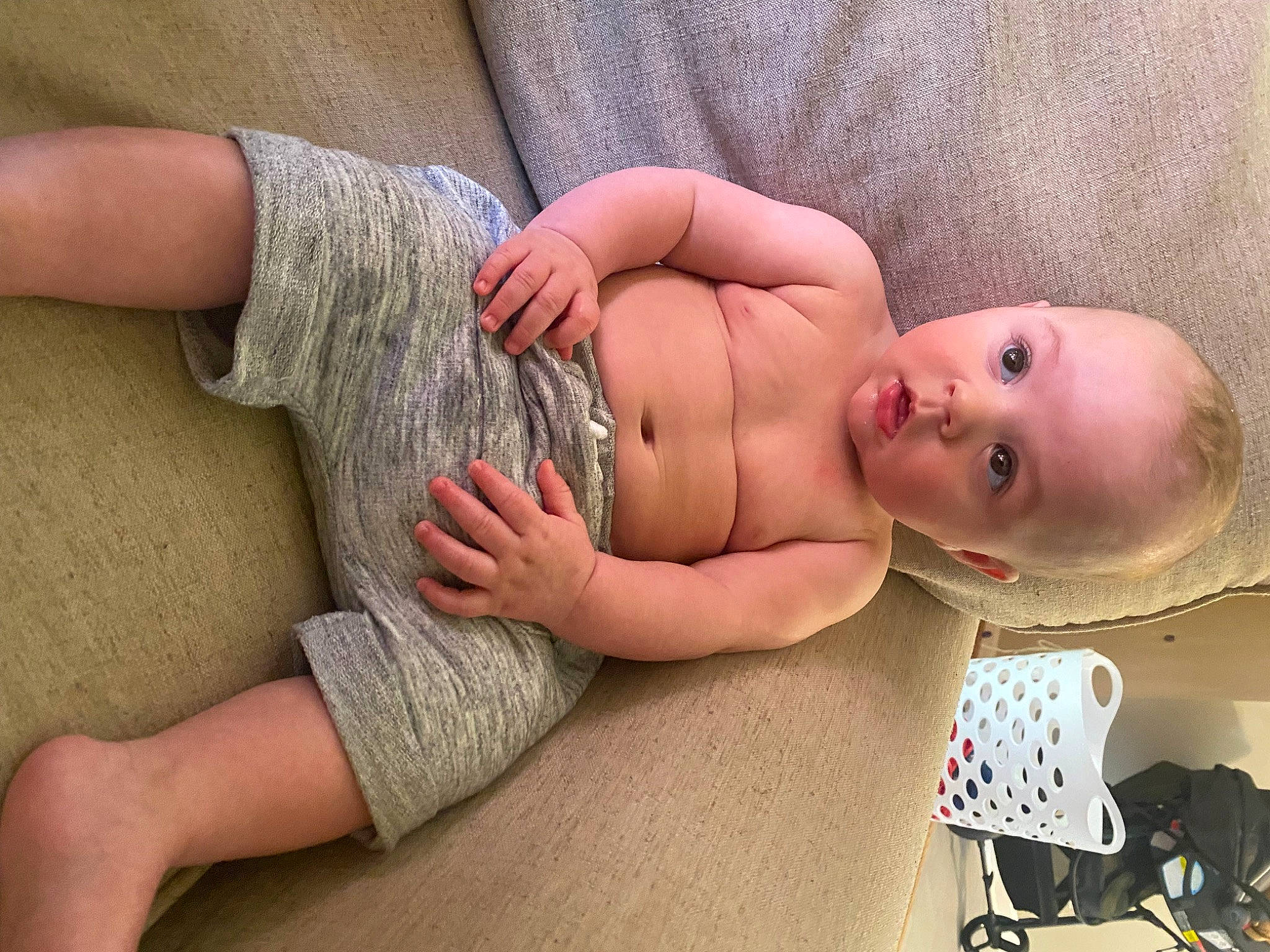 Jude joined the competition — help win amazing prizes! abdomen, baby, baby_toddler_clothing, chest, child, comfort, elbow, finger, foot, gesture, human_leg, joint, nail, person, skin, stomach, surprise, thigh, thumb, toddler