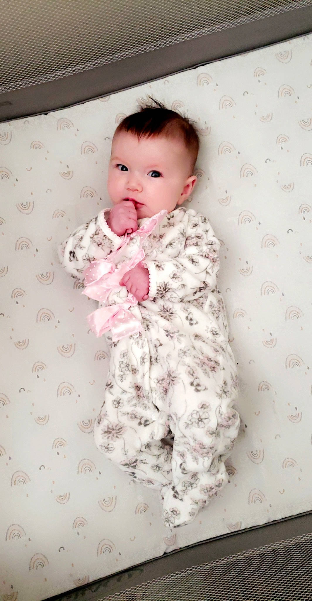 Myrah joined the competition — help win amazing prizes! baby, baby_toddler_clothing, child, collar, comfort, face, flooring, fur, happy, head, linens, pattern, person, pink, portrait_photography, sitting, skin, sleeve, toddler, wood