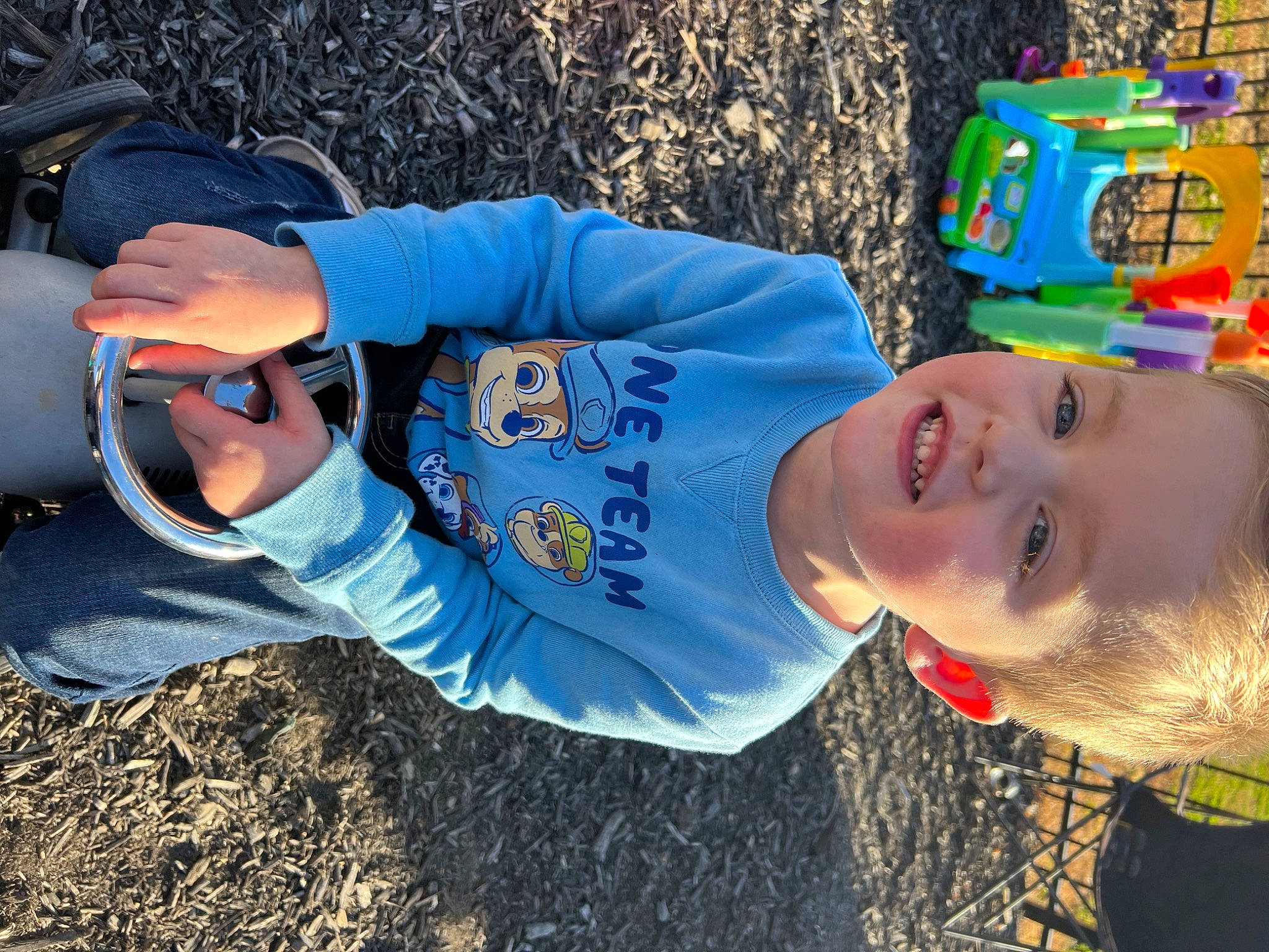 Wrecker joined the competition — help win amazing prizes! child, denim, electric_blue, eyewear, fun, grass, happy, hat, joy, landscape, leisure, person, play, recreation, sitting, smile, soil, t_shirt, toddler, tree