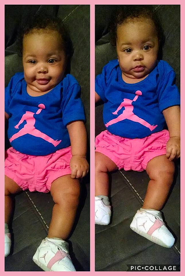 Jamylah is registered to the contest to win money with this photo: abdomen, child, cool, day, fun, girl, infant, joy, leg, person, pink, play, product, sitting, skin, smile, standing, t_shirt, toddler