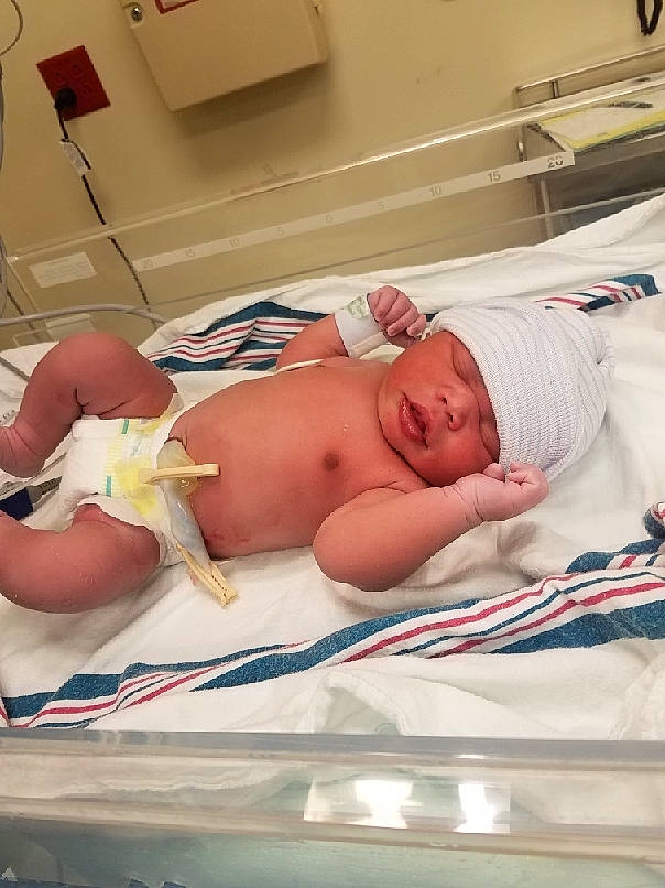 Austyn joined the competition — help win amazing prizes! baby, birth, child, childbirth, headwear, hospital, person