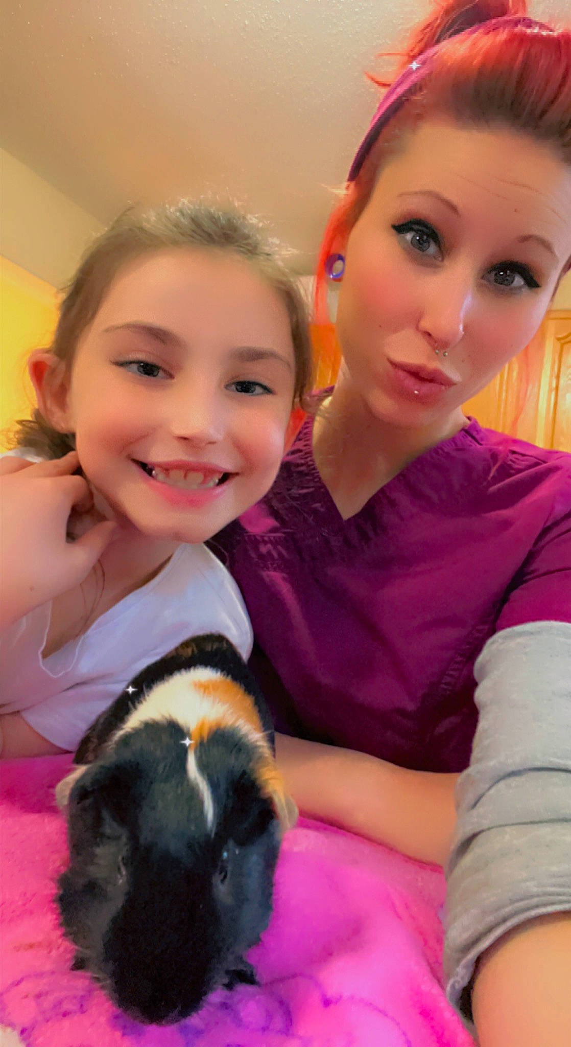 Genevieve joined the competition — help win amazing prizes! abdomen, black_hair, chin, companion_dog, ear, event, eyebrow, eyelash, face, hairstyle, happy, head, iris, joy, long_hair, makeover, neck, organ, person, pink