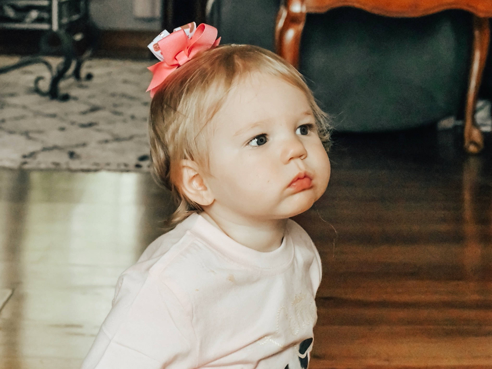 Lettie joined the competition — help win amazing prizes! baby, baby_toddler_clothing, cheek, child, eye, eyelash, flash_photography, flooring, fun, hair_accessory, happy, iris, lip, neck, person, petal, skin, sleeve, smile, toddler