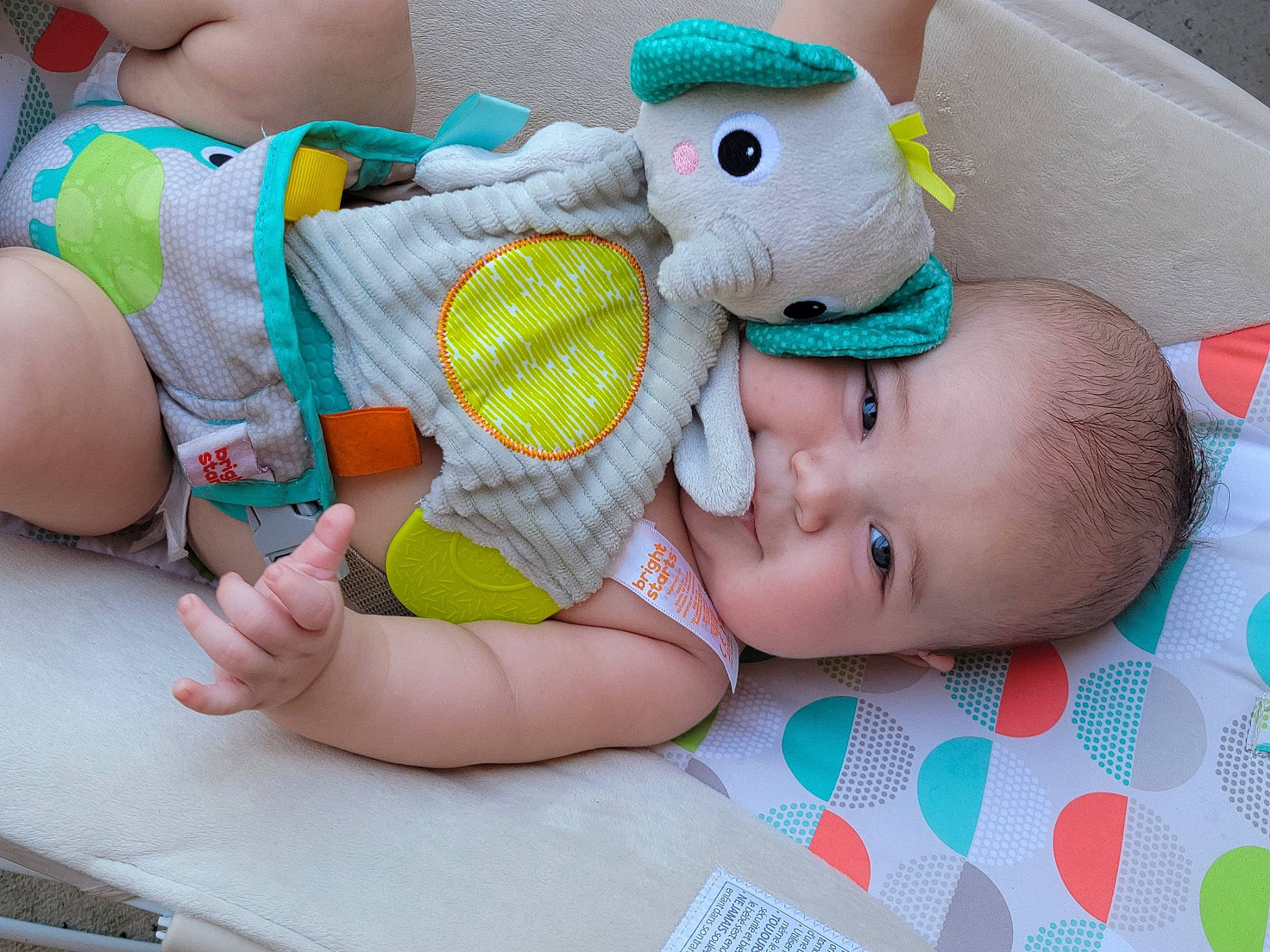 Jesse is registered to the contest to win money with this photo: baby, baby_products, baby_sleeping, baby_toddler_clothing, child, comfort, finger, hand, happy, human_leg, linens, mouth, person, product, skin, stuffed_toy, summer, textile, thigh, toddler