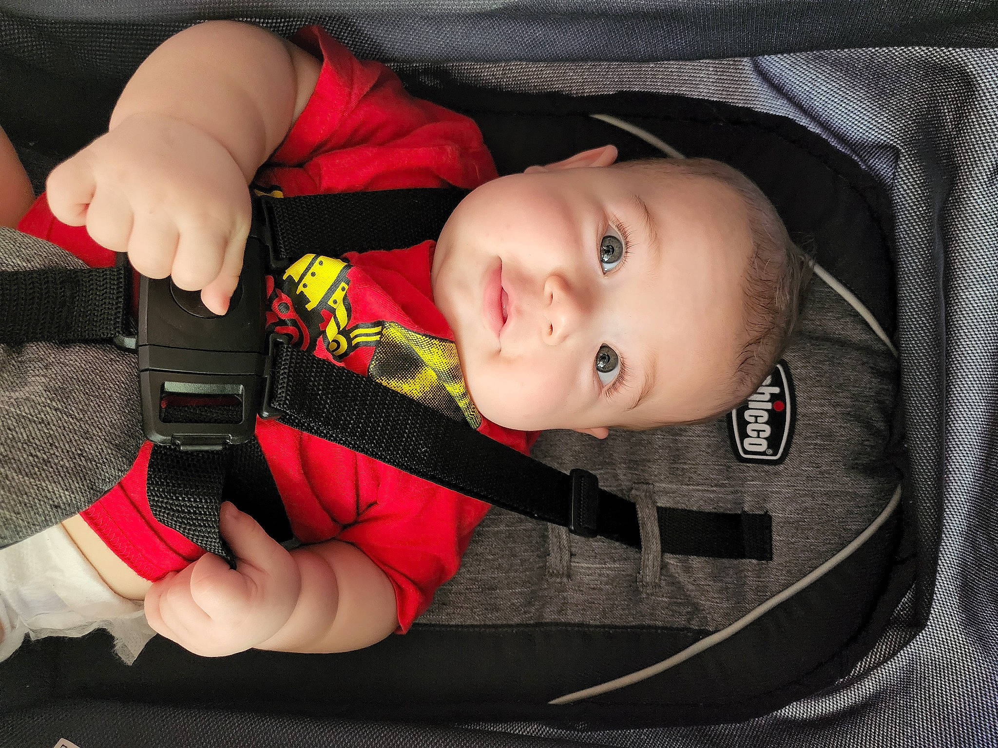 Jesse joined the competition — help win amazing prizes! baby, baby_carriage, baby_products, baby_toddler_clothing, car_seat, cheek, child, comfort, eye, finger, hand, human_body, iris, nose, person, skin, sleeve, smile, thumb, toddler