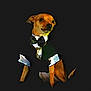 Rockets Redglare is registered to the contest to win money with this photo: dog, tuxedo, bow_tie, pet, animal, portrait, formal, clothing, brown_dog, small_dog, sitting, black_background, cute, fancy, domestic_animal, well_dressed, canine, studio_style, elegant, costume