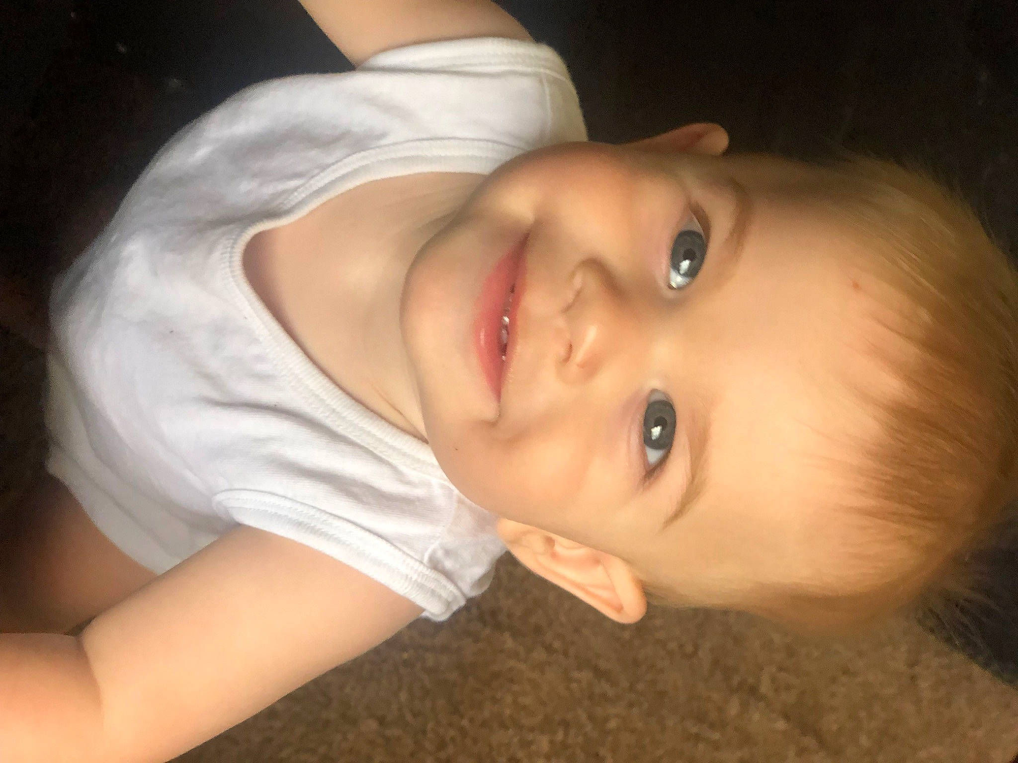 Blade is registered to the contest to win money with this photo: baby, cheek, ear, eyebrow, eyelash, face, flash_photography, forehead, grass, happy, human_body, iris, jaw, joy, lip, mouth, neck, nose, person, skin