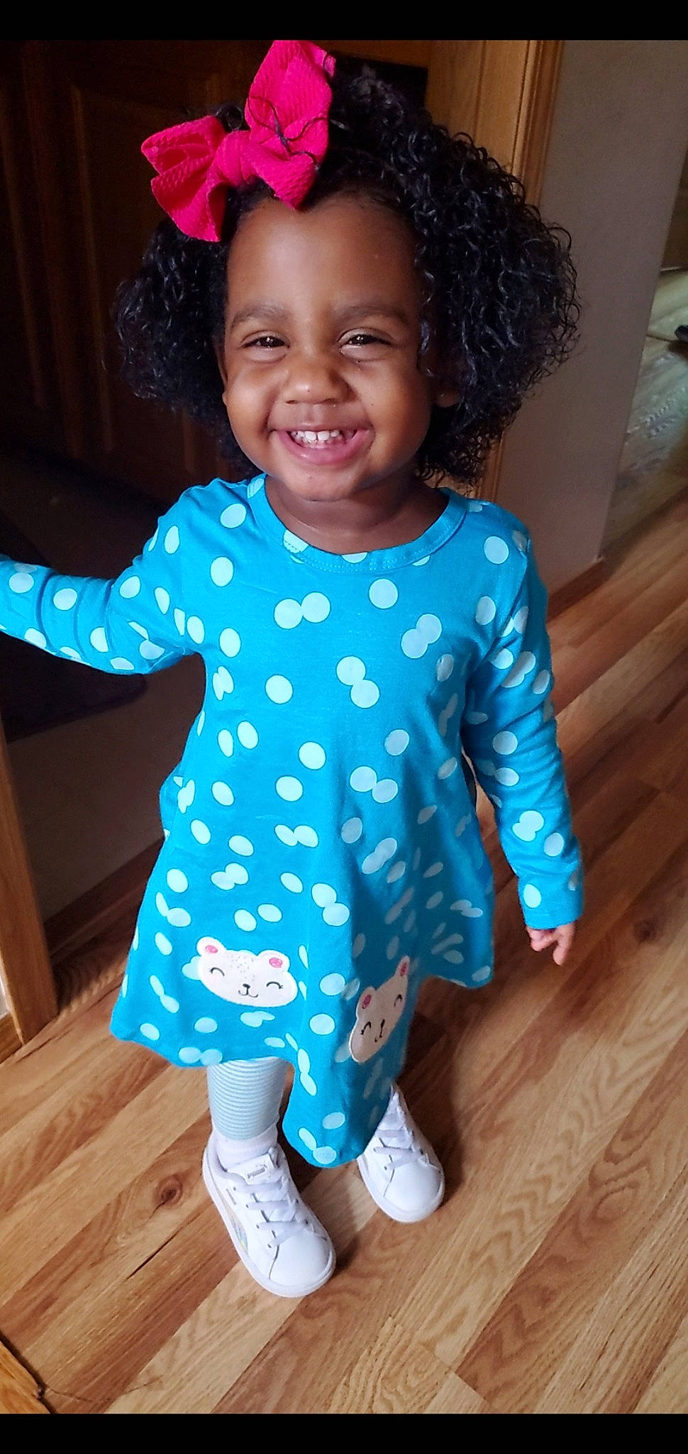 Jaeanna joined the competition — help win amazing prizes! baby_toddler_clothing, cool, dress, eye, face, facial_expression, fashion, hairstyle, happy, head, joy, neck, one_piece_garment, person, pink, shoulder, skin, sleeve, smile, standing