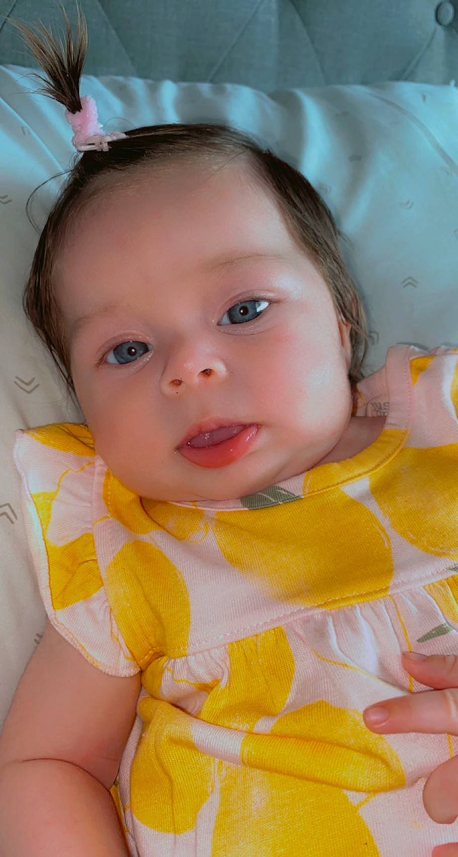 Valentina Ross is registered to the contest to win money with this photo: baby, baby_carriage, baby_toddler_clothing, cheek, child, chin, eyebrow, eyelash, facial_expression, fun, happy, iris, lip, mouth, nose, people, person, pink, skin, smile