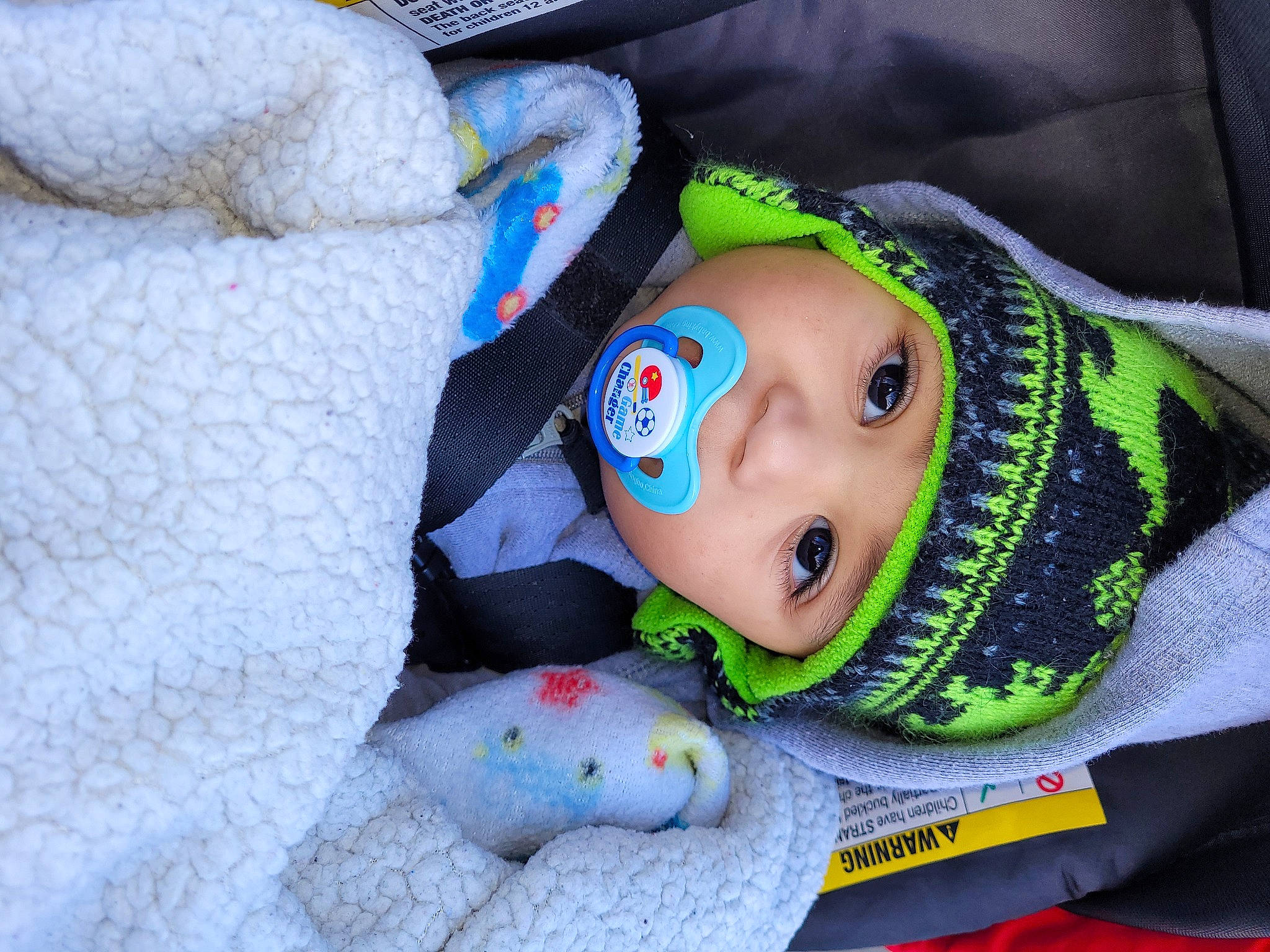 Justice joined the competition — help win amazing prizes! baby, baby_products, baby_toddler_clothing, beanie, cap, carmine, cheek, child, comfort, electric_blue, eye, freezing, fun, headgear, headwear, knit_cap, linens, person, personal_protective_equipment, textile